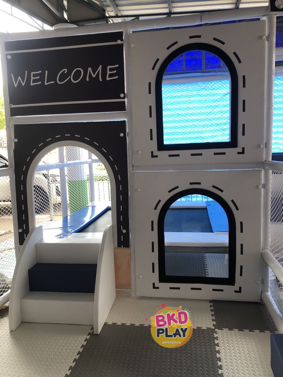 ห้องบอล ชุดสวนสนุกเด็กสีโมเดิร์น สวนสนุกในห้าง รับทำบ้านบอล kids zone สำหรับในศูนย์การค้าในห้าง โรงเรียน