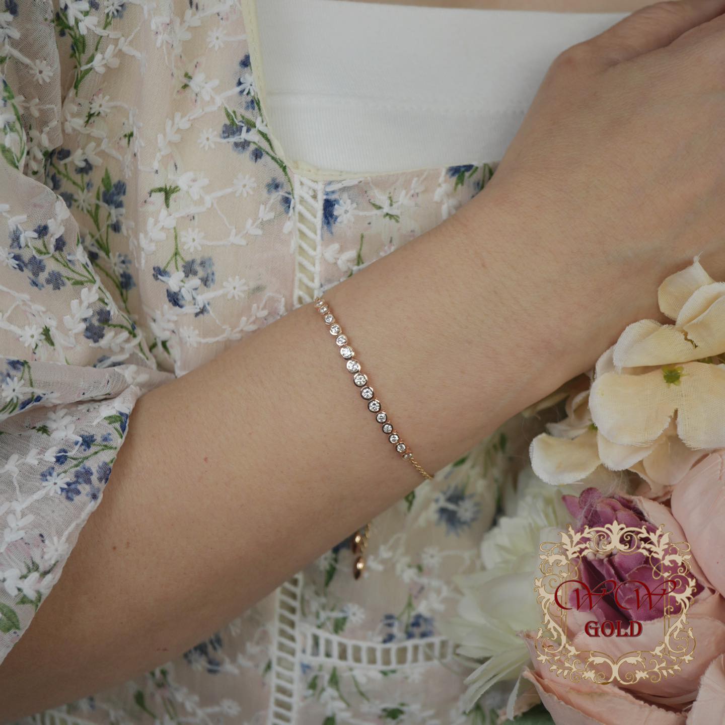 สร้อยข้อมือแถว รูดปรับความยาว PG