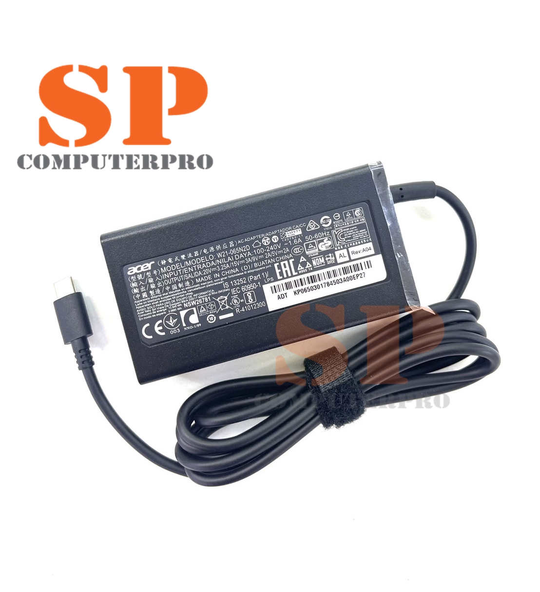 สายสาร์จโน๊ตบุ๊ค ACER ADAPTER NOTEBOOK ACER แท้ Chromebook Spin 311 315 713 C330 511 512 514 R13 CB713 CP713 CB315-1HT-C9UA CB315-3H-C2C3 CP311-2H-C679 5V/2A 9V/2A 15V/3A 20V 3.25A หัว USB- type C 65W