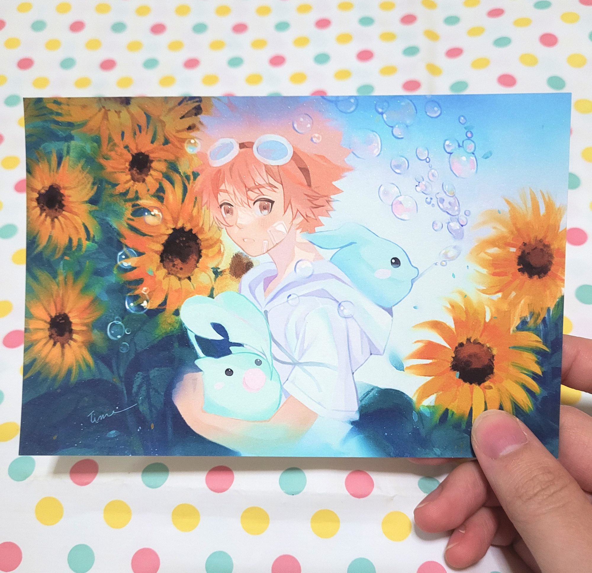 Art Print 4x6" Daisuke sunflowers