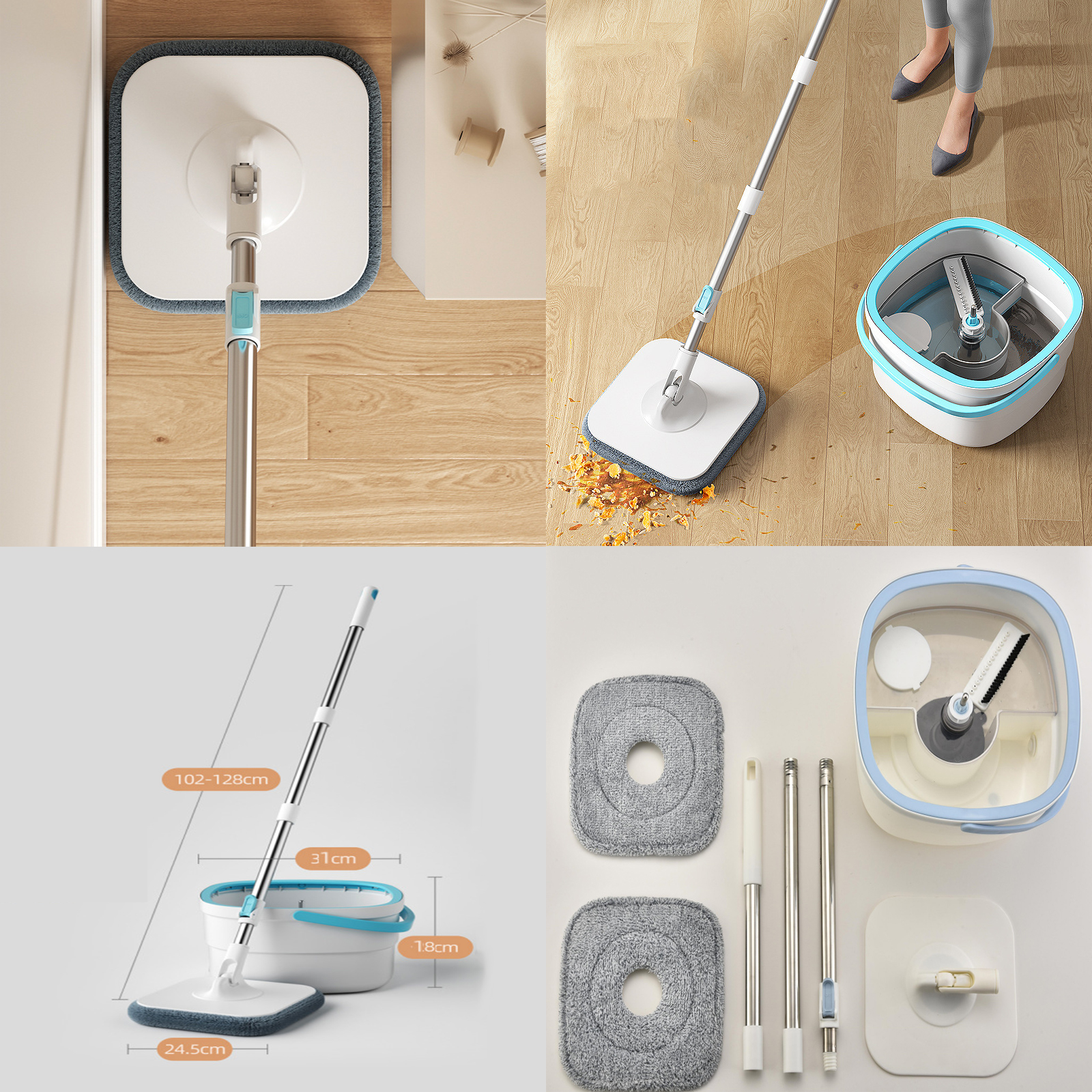 🔥Sale ลดราคา🔥 ไม้ถูพื้น ถังปั่นเดี่ยว มีช่องแยกน้ำเสีย แข็งแรง ทนทาน ใช้งานง่าย ประหยัดพื้นที่