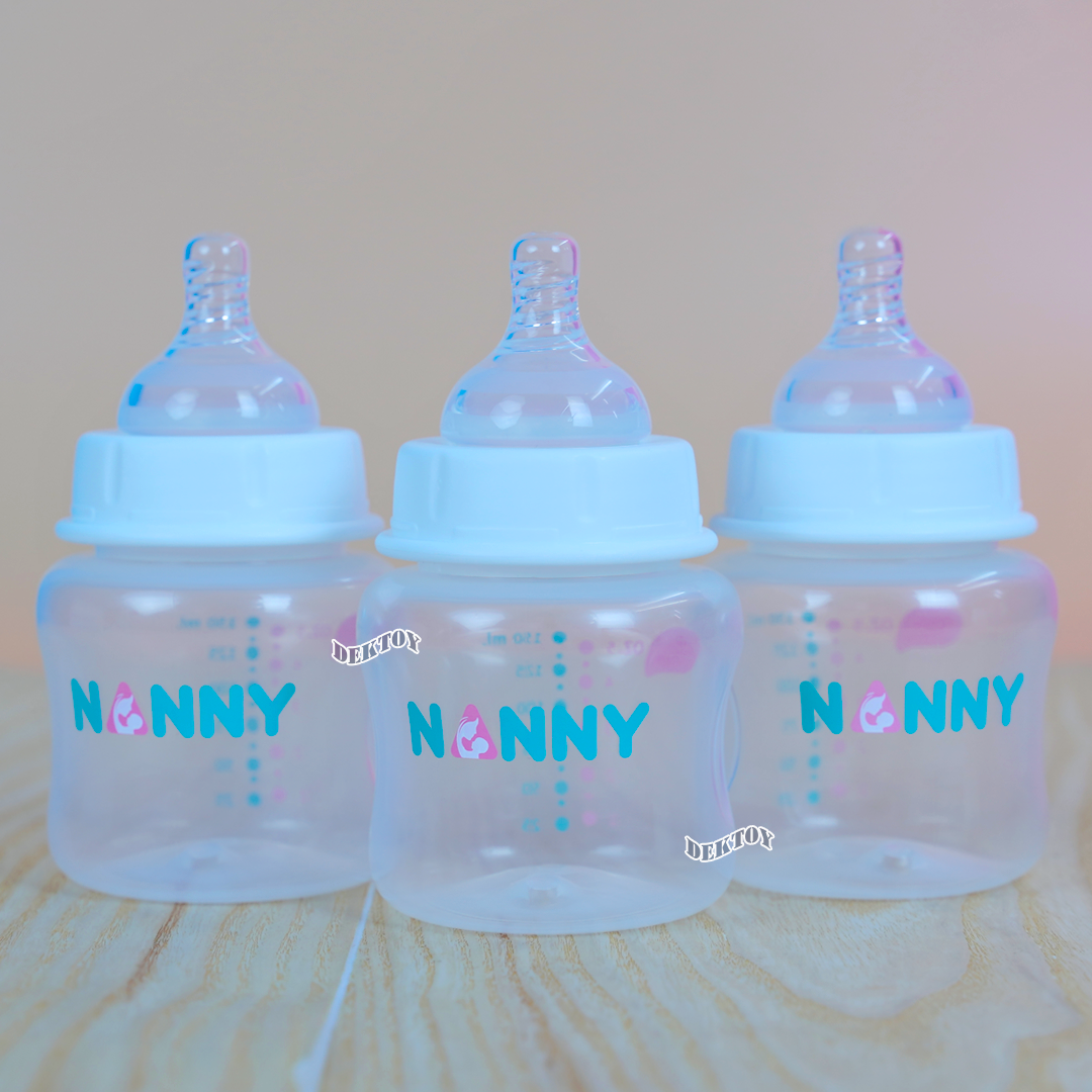 NANNY แนนนี่ ขวดนม5ออนซ์คอกว้างแพ็ค3ขวด จุกนมรุ่นใหม่นิ่มสุดๆ 2203