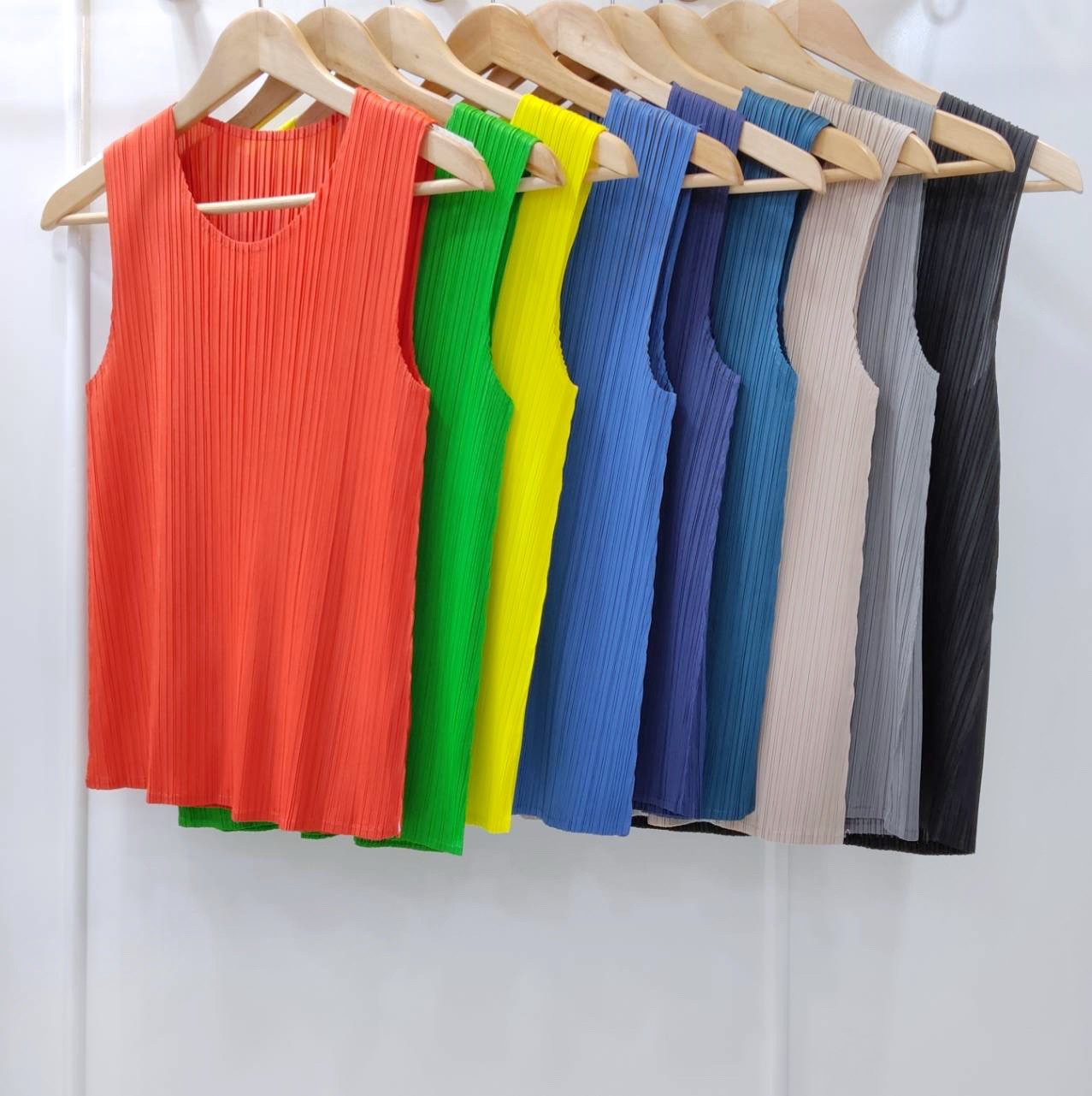 2MUAY BASIC รุ่น GJO7981 เสื้ออัดพลีทงานคุณภาพ BASIC ROUND NECK PLEATED TOP 20สี FREE SIZE