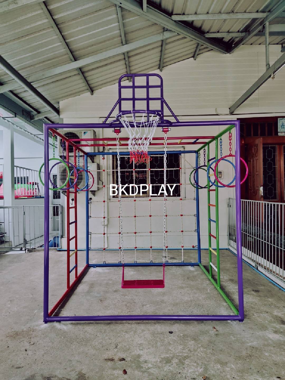 ลูกเต๋าปีนป่าย ชุดรวมปีนป่ายสี่เหลี่ยมA2 ปีนป่ายเชือก พร้อมบาร์โหน บาร์ไต่ ชิงช้า เครื่องเล่นสนามเหล็ก เครื่องเล่นสนามกลางแจ้ง OutdoorPlayground