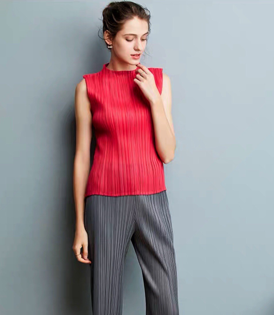 2MUAY BASIC รุ่น GJO7658 BASIC HIGH NECK PLEATED TOP เสื้ออัดพลีทงานคุณภาพ 22สี FREE SIZE