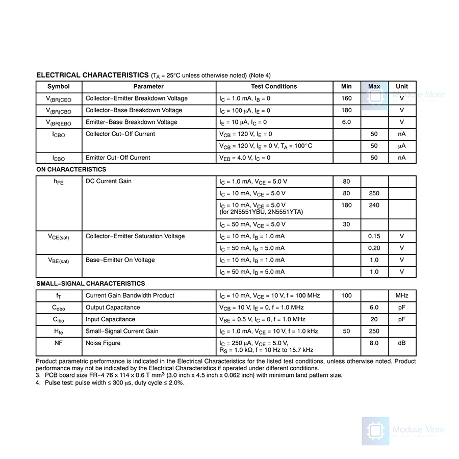 [ 5 ชิ้น ] ทรานซิสเตอร์ 2N5551 0.6A/160V NPN Transistor