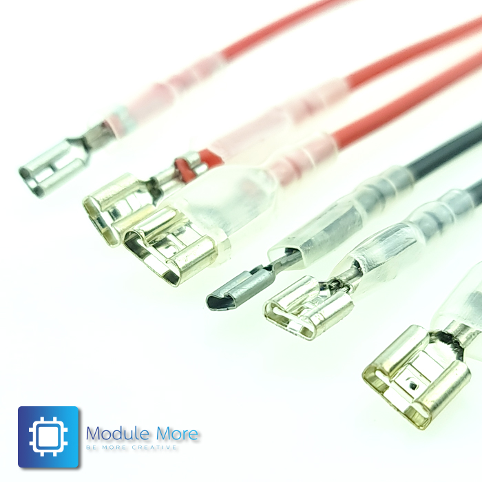 หางปลาแบบเสียบแบนพร้อมสายไฟยาว 20cm 2.8MM/4.8MM/6.3MM plug spring with wire connection cold-pressed terminal with sheath connection harness