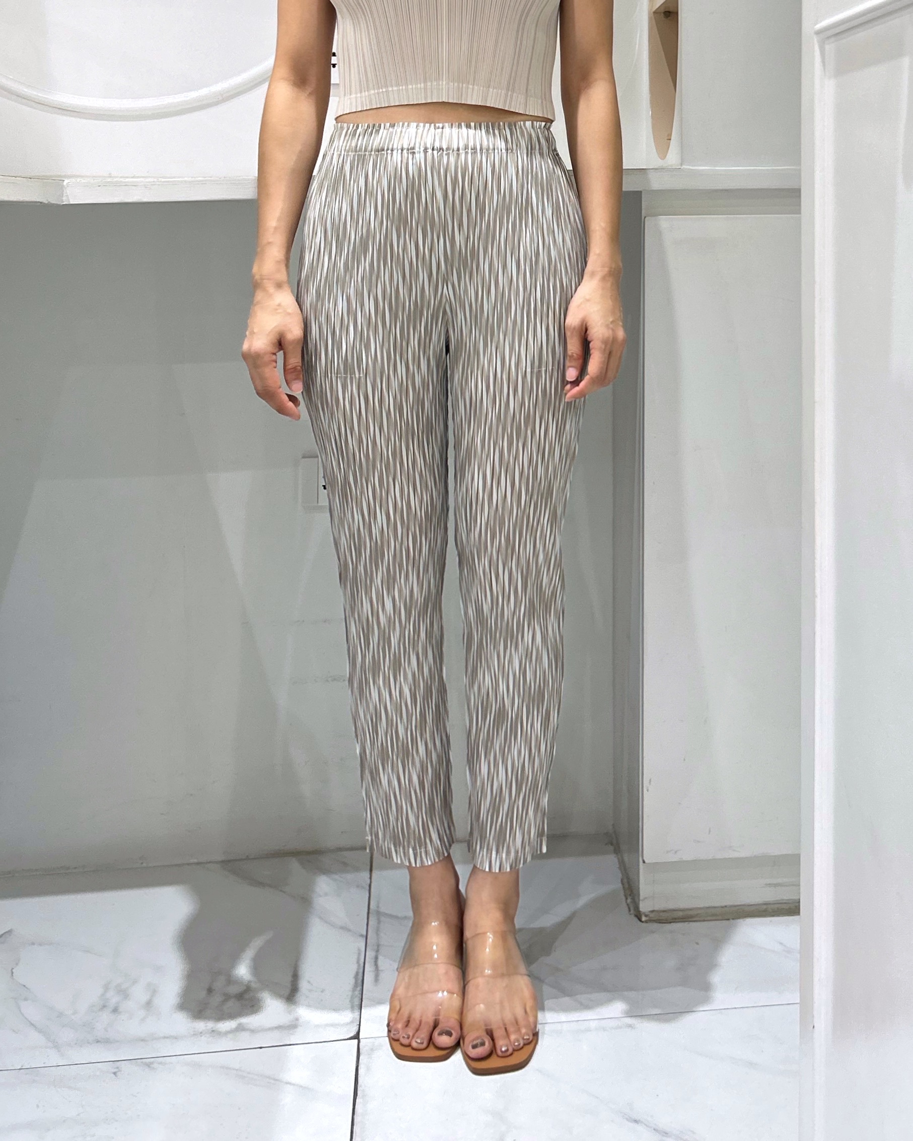 ยาว 36นิ้ว!! 2MUAY รุ่น GJO11536 กางเกงพลีทคุณภาพ SLIM STRAIGHT PRINTED PLEATED PANTS 5 สี FREE SIZE