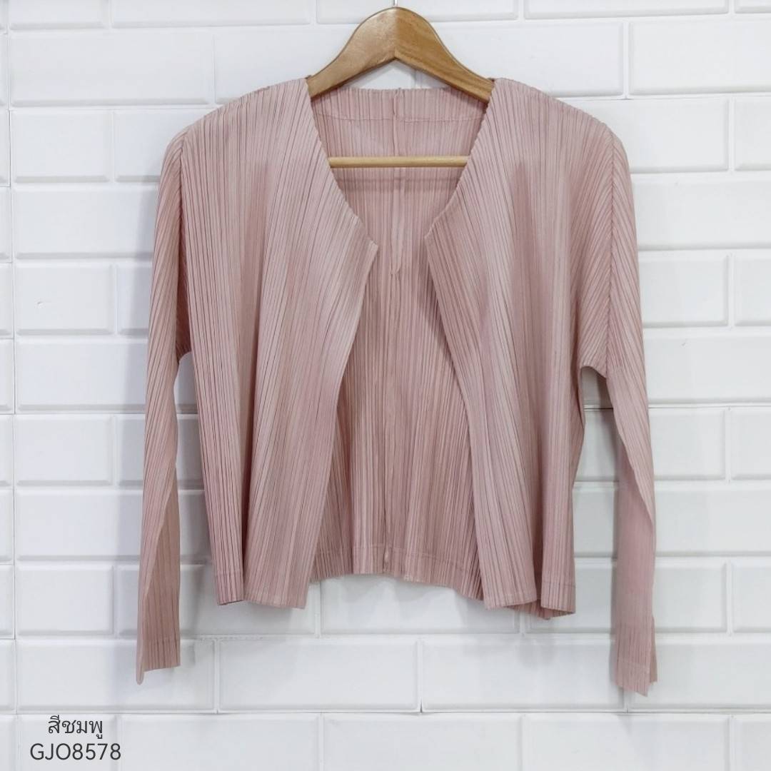 2MUAY BASIC รุ่น GJO8578 CROPPED PLEAT CARDIGAN เสื้อคลุมผู้หญิง เสื้อคลุมพลีทคุณภาพ 11สี FREE SIZE