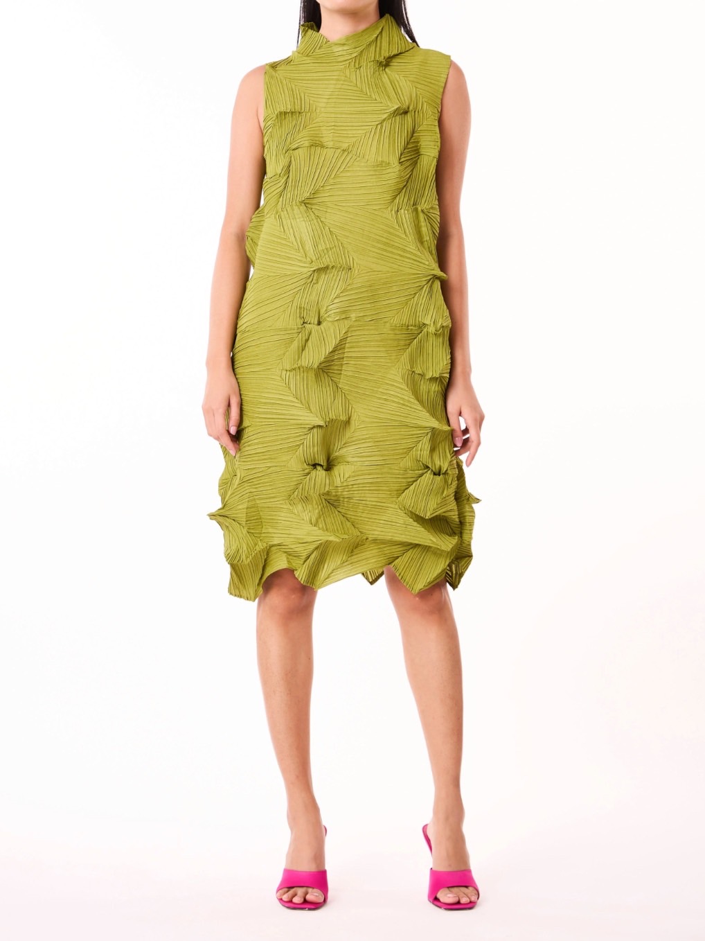 2MUAY รุ่น GJO6613 เดรสอัดพลีทงานคุณภาพ SLEEVELESS ZIGZAG PLEATED DRESS 9สี FREE SIZE