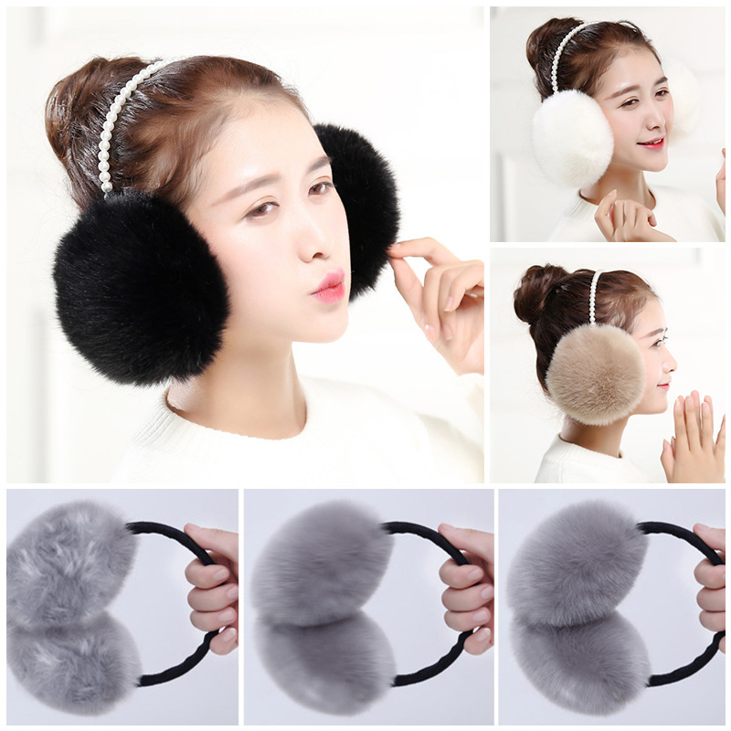 ที่ปิดหูกันหนาว ที่ครอบหูกันหนาว ขนเฟอร์ Earmuffs Fur ก้านลูกปัดมุกน่ารัก (มี 2 สี)