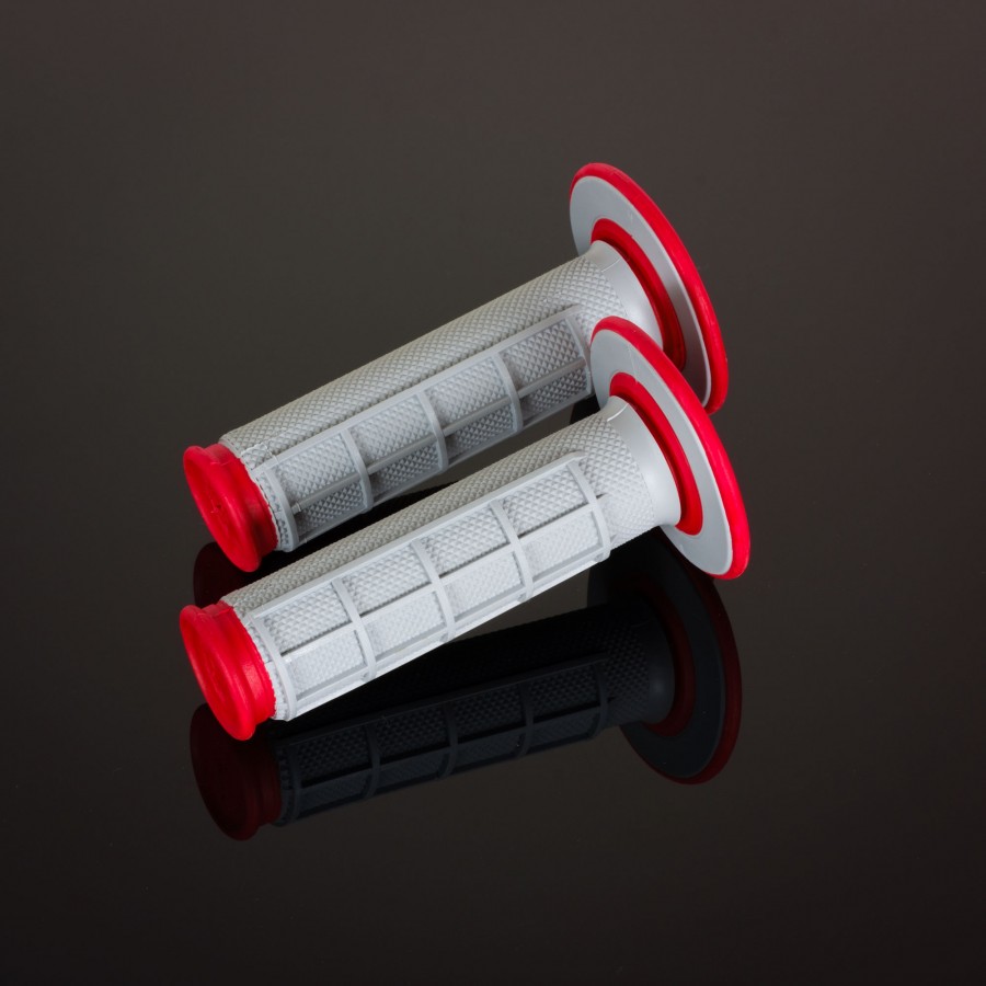 ปลอกแฮนด์ Renthal MX Dual Compound Grips 1/2 Waffle GREY/RED