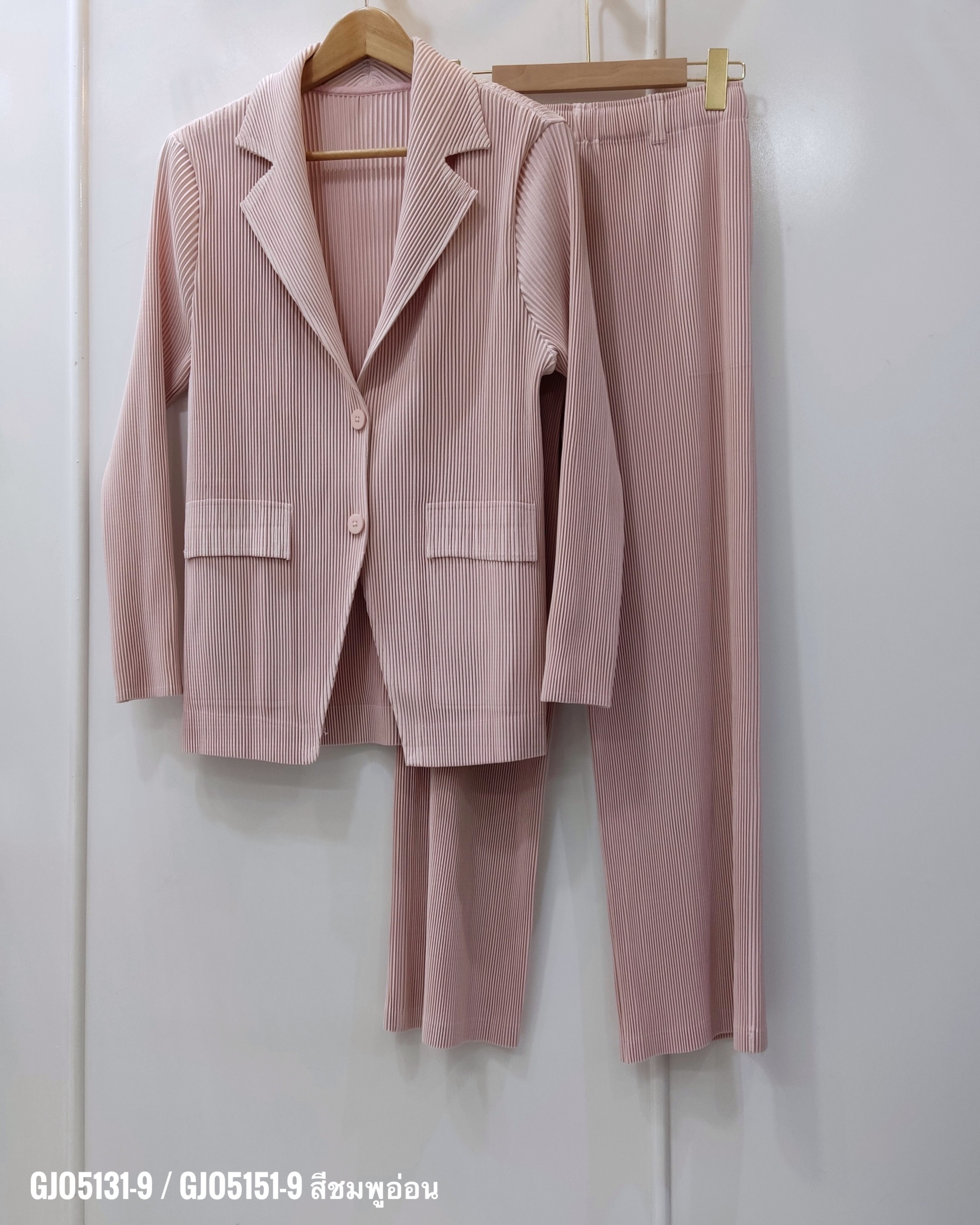 สีใหม่ ยาว37.5 นิ้ว 2MUAY รุ่น GJO5131-9 / GJO5151-9 เซ็ตพลีท THICK MINIMAL LUXE PLEATED BLAZER SET 8 สี FREE SIZE