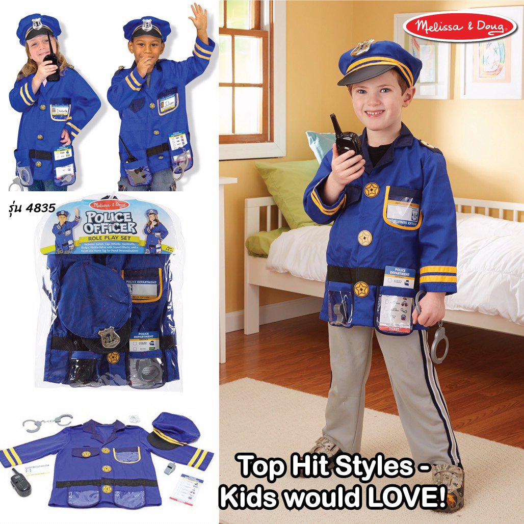 ชุดแฟนซีตำรวจ ฟรีไซส์ 3-6 ขวบ สูง 100-135 cm Melissa & Doug Police Role Play Costume Set รุ่น4835 ของเล่นเสริมพัฒนาการเด็ก