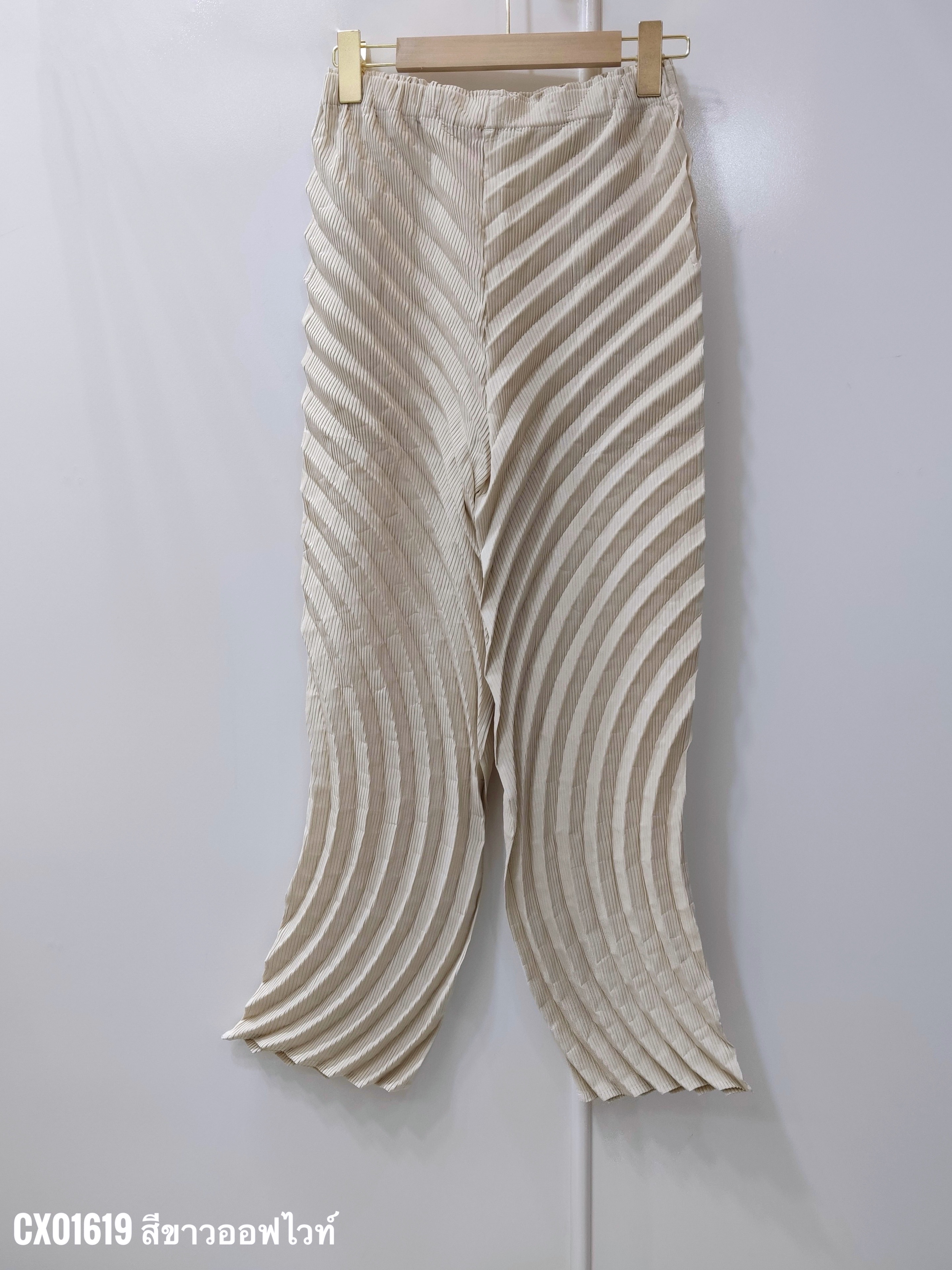 ปรับราคาลง20%!! ยาว 35.5นิ้ว 2MUAY รุ่น CX01619 กางเกงอัดพลีทคุณภาพ CIRCLE PLEATED PANTS 4 สี FREE SIZE