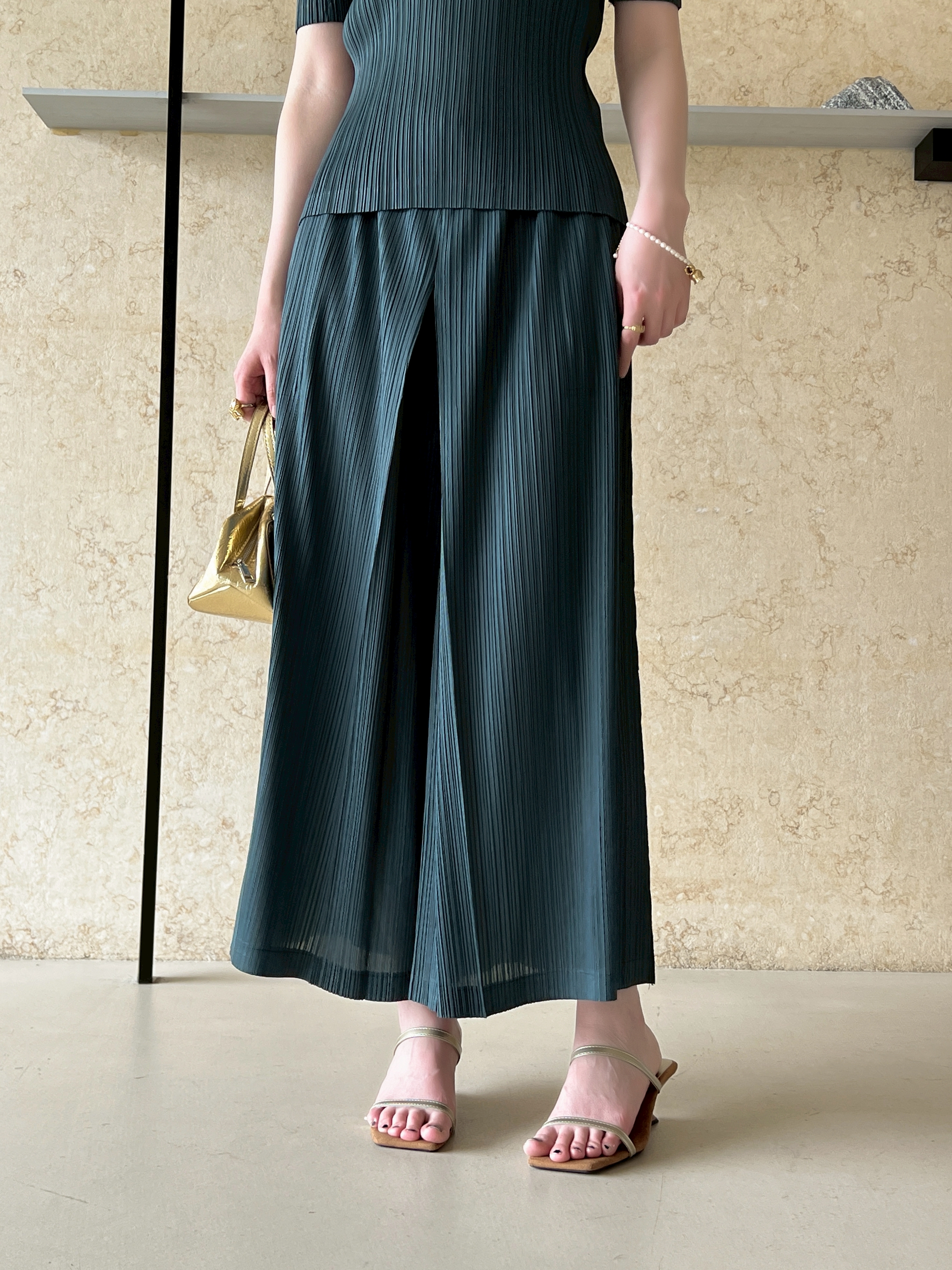 ปรับราคาลง20%!! ยาว 35นิ้ว!! 2MUAY รุ่น GJO11080 กางเกงอัดพลีท CULOTTE WIDE LEG PLEATED PANTS 8 สี FREE SIZE