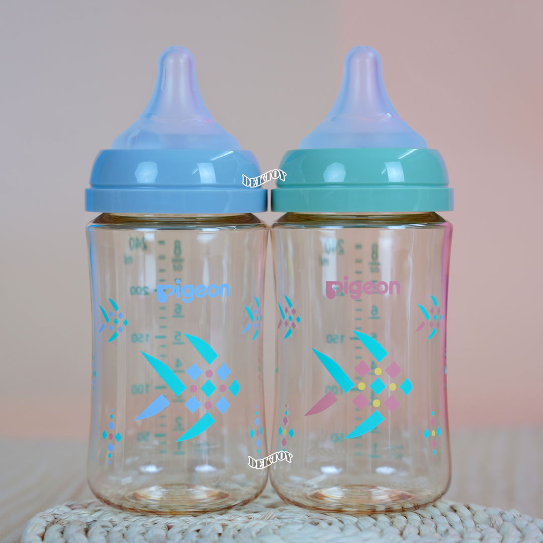 Pigeon Pla- Tapien พีเจ้น ปลาตะเพียน ขวดนมคอกว้างสีชา PPSU ขนาด 8 ออนซ์ แพคคู่