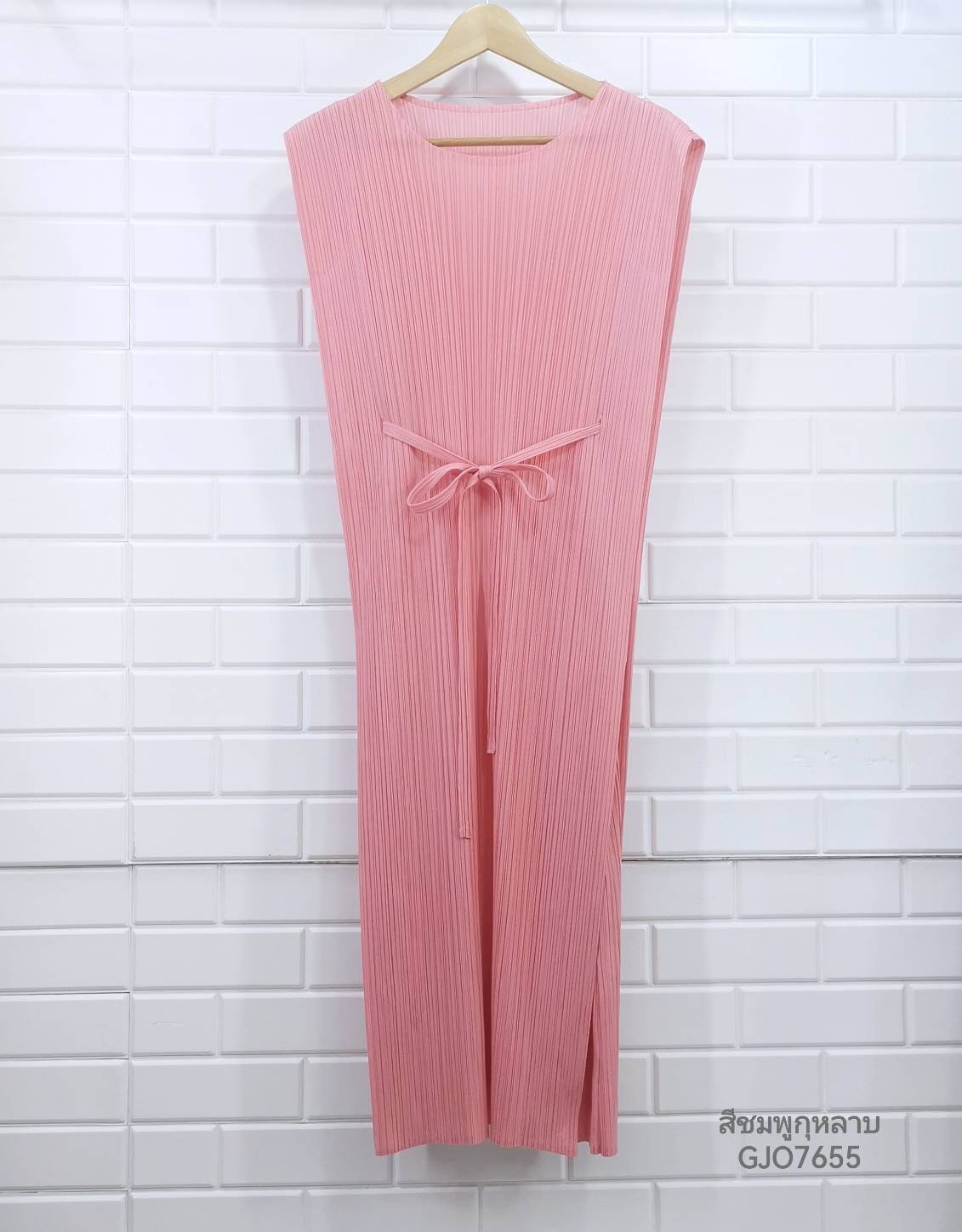 2MUAY รุ่น GJO7655 SIMPLE BOW TIE PLEATED DRESS เดรสผู้หญิง เดรสพลีทคุณภาพ 15สี FREE SIZE