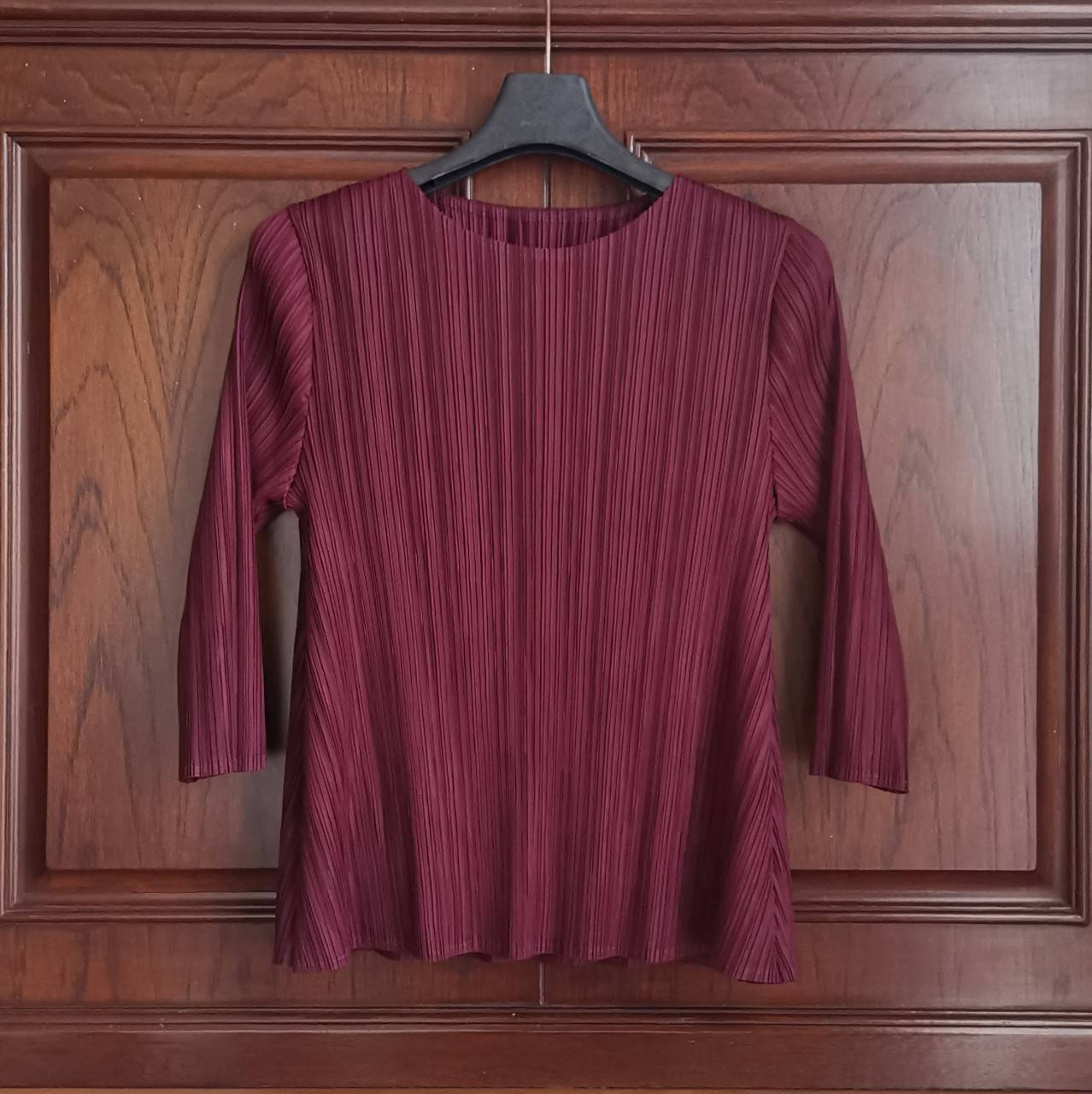 2MUAY รุ่น GJO7097 เสื้ออัดพลีทงานคุณภาพ FLARED PLEATED TOP สีดำ FREE SIZE