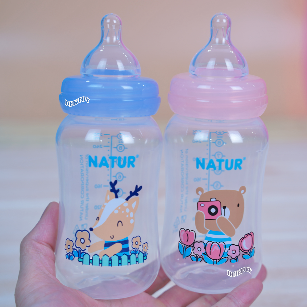 Natur smile เนเจอร์ ขวดนมเนเจอร์สไมล์คอกว้าง 9 ออนซ์ แพ็ค2ขวด 84222