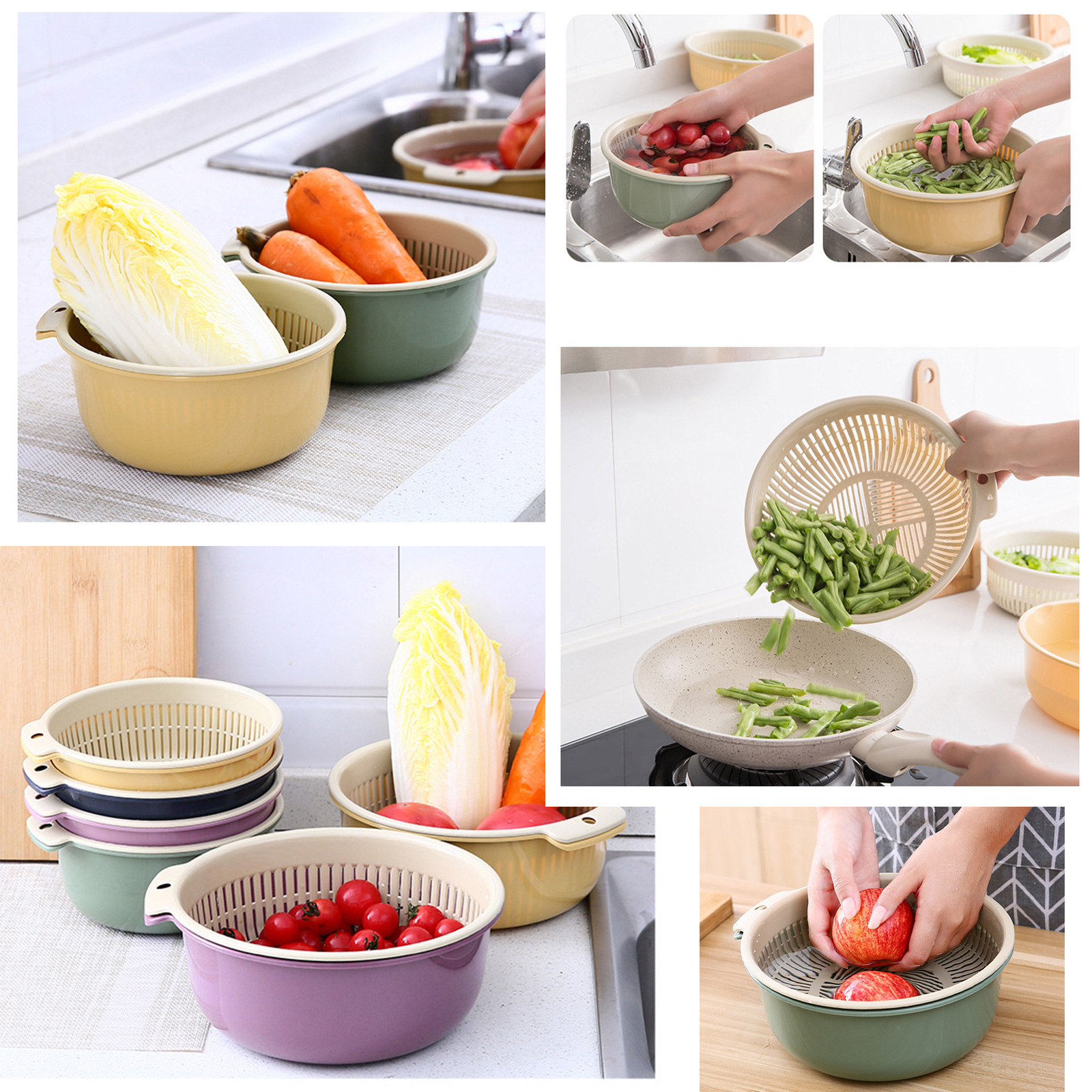 กะละมังสะเด็ดน้ำ ล้างผักผลไม้ สะเด็ดน้ำ มีให้เลือกหลายขนาด หลากสี ดีไซน์สวย พลาสติกน้ำหนักเบา แข็งแรง