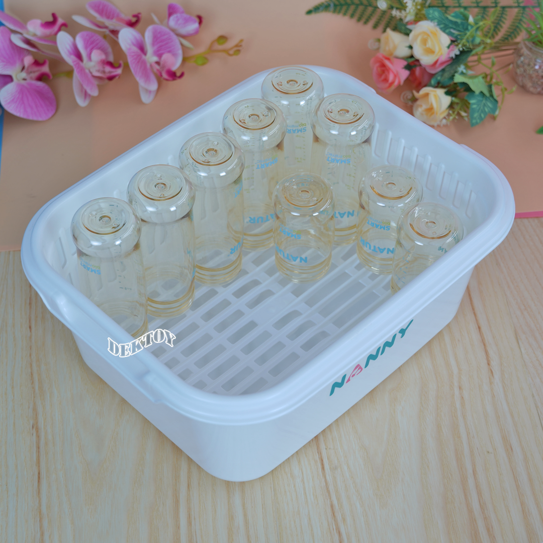 NANNY แนนนี่ ที่คว่ำขวดนมมีฝาปิดแนนนี่ N216 สีขาวล้วน