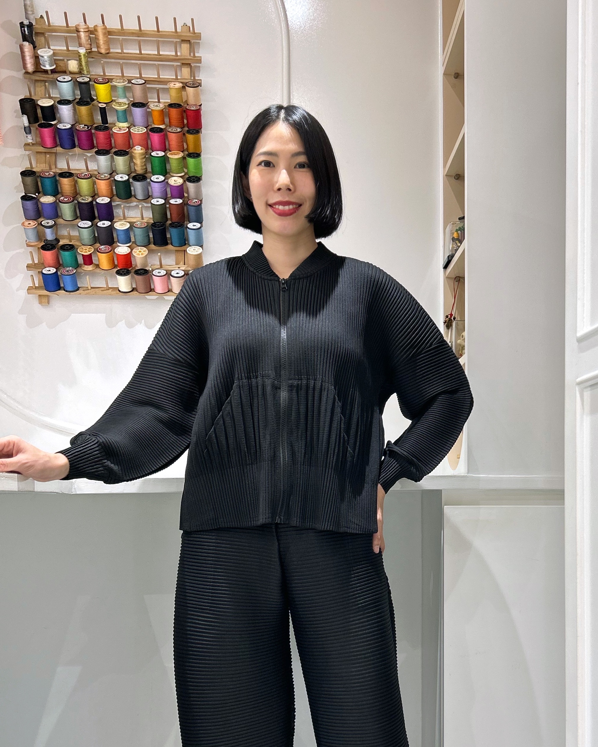 2MUAY รุ่น GA67811 เสื้อคลุมอัดพลีท THICK ZIP FRONT PLEATED CARDIGAN 4สี FREE SIZE