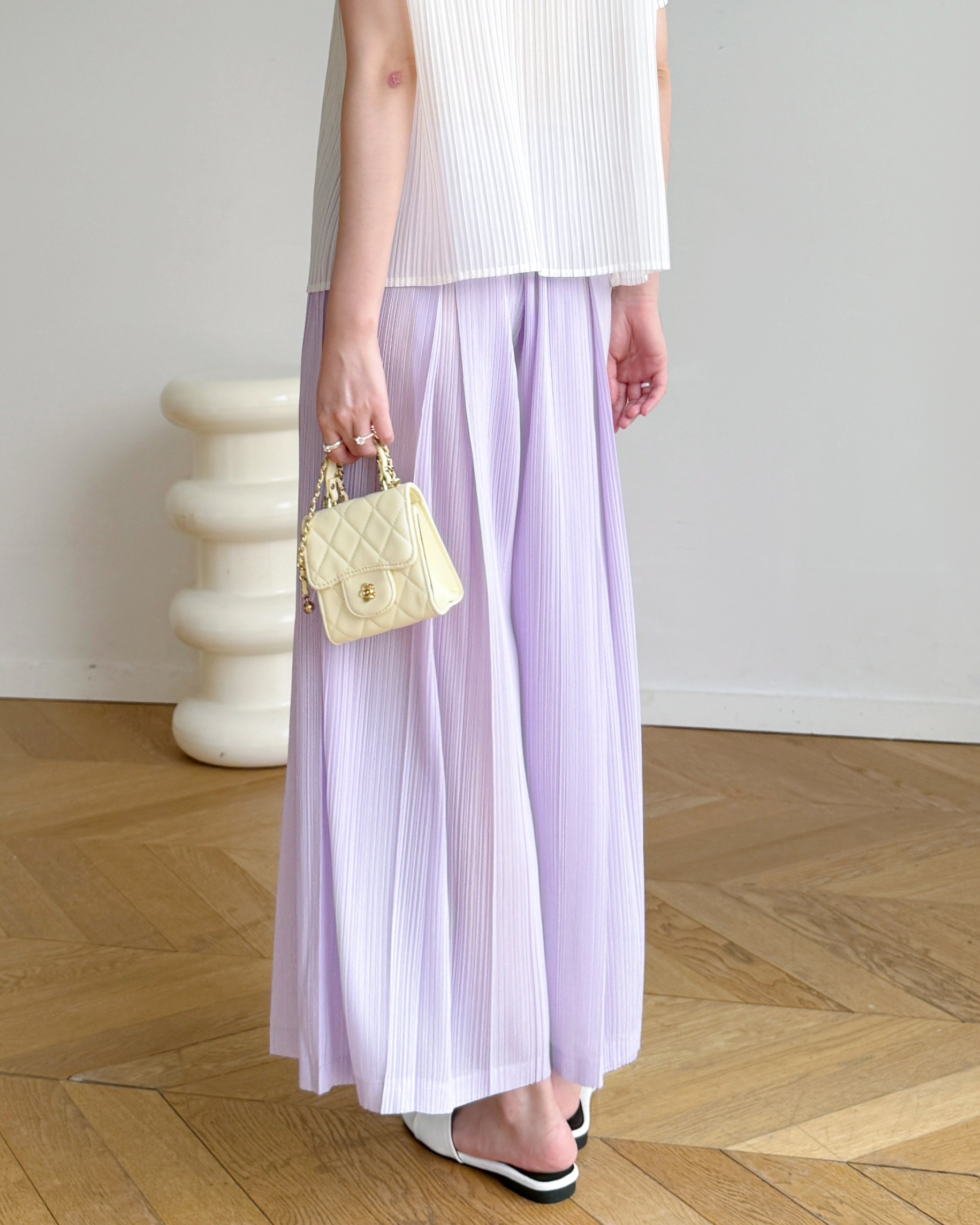 ยาว36นิ้ว! 2MUAY รุ่น GJO10237 กางเกงพลีทคุณภาพ FLOWY WIDE LEG PLEATED PANT 9 สี FREE SIZE