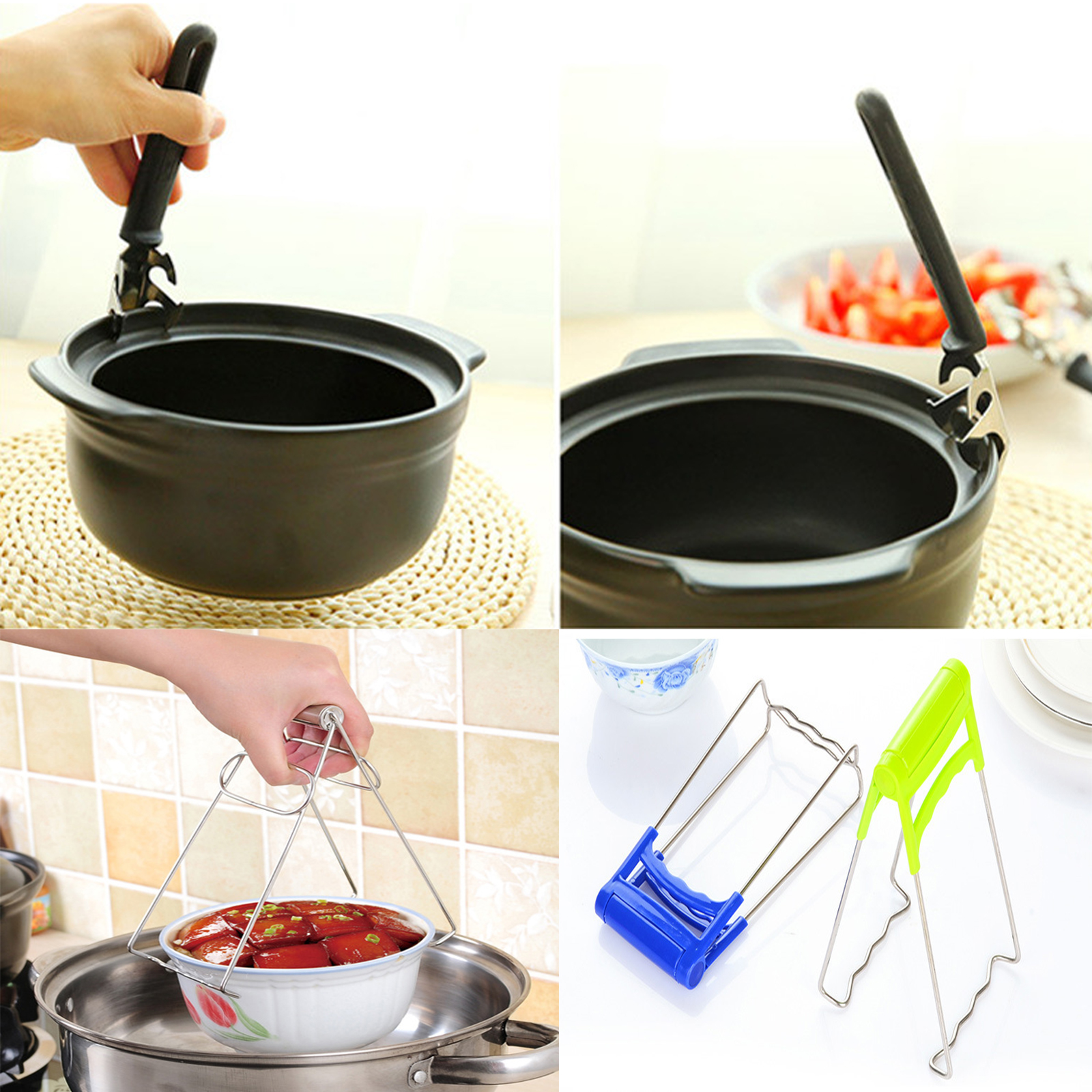 ที่ช่วยจับของร้อน มีให้เลือก 2แบบ แบบตะขอ และแบบที่คีบเกี่ยวหม้อร้อน สแตนเลสอย่างดี ทนความร้อน