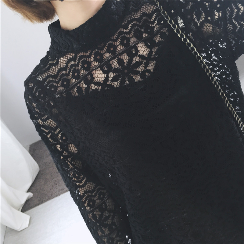 ชุดเดรสลูกไม้คอปิด ซิปซ่อนด้านหลัง ลายลูกไม้ตามแบบ มี 3 สี ดำ/เทา/ขาว