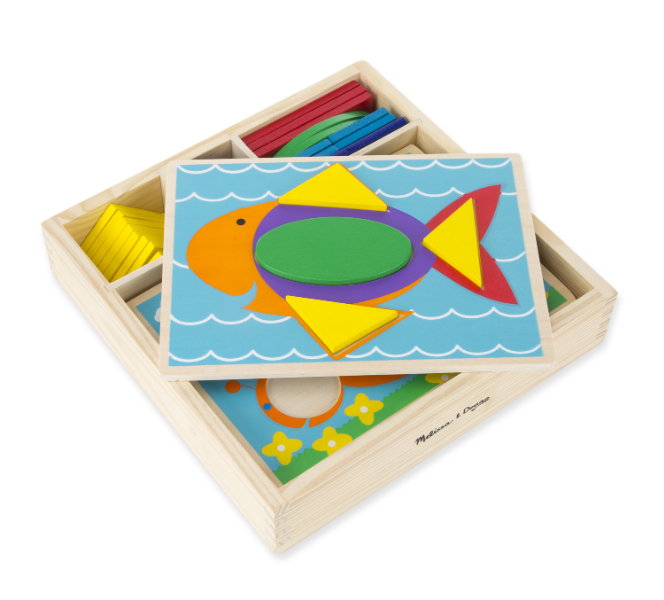 ชุดต่อรูปทรงเรขาคณิต ส่งเสริมการแยกแยะ สี รูปร่าง Beginner Pattern Block Melissa&Doug, ของเล่นเสริมพัฒนาการ,ของเล่น