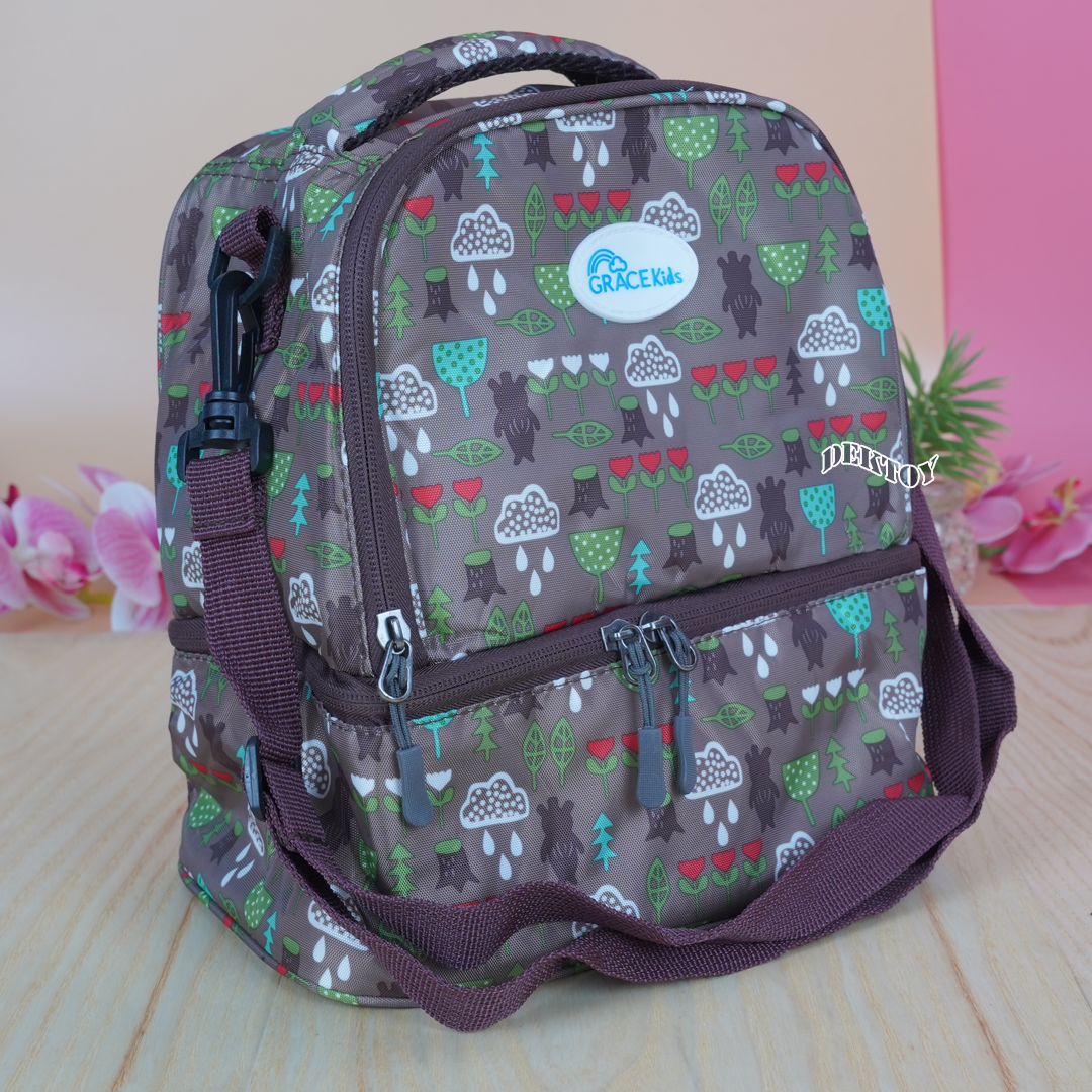 Grace kids เกรซคิดส์ กระเป๋าเก็บอุณหภูมิ 2 ชั้น สีน้ำตาล