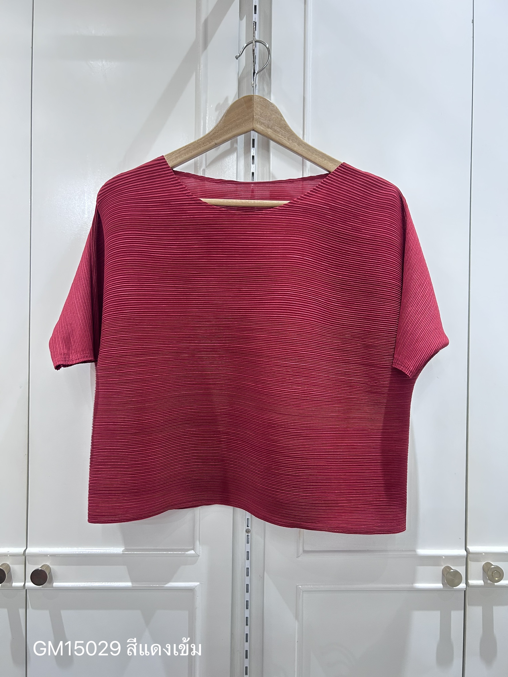 อกถึง48 2MUAY GM15029 เสื้ออัดพลีท SHORT SLEEVE PLEATED TOP 28 สี FREE SIZE