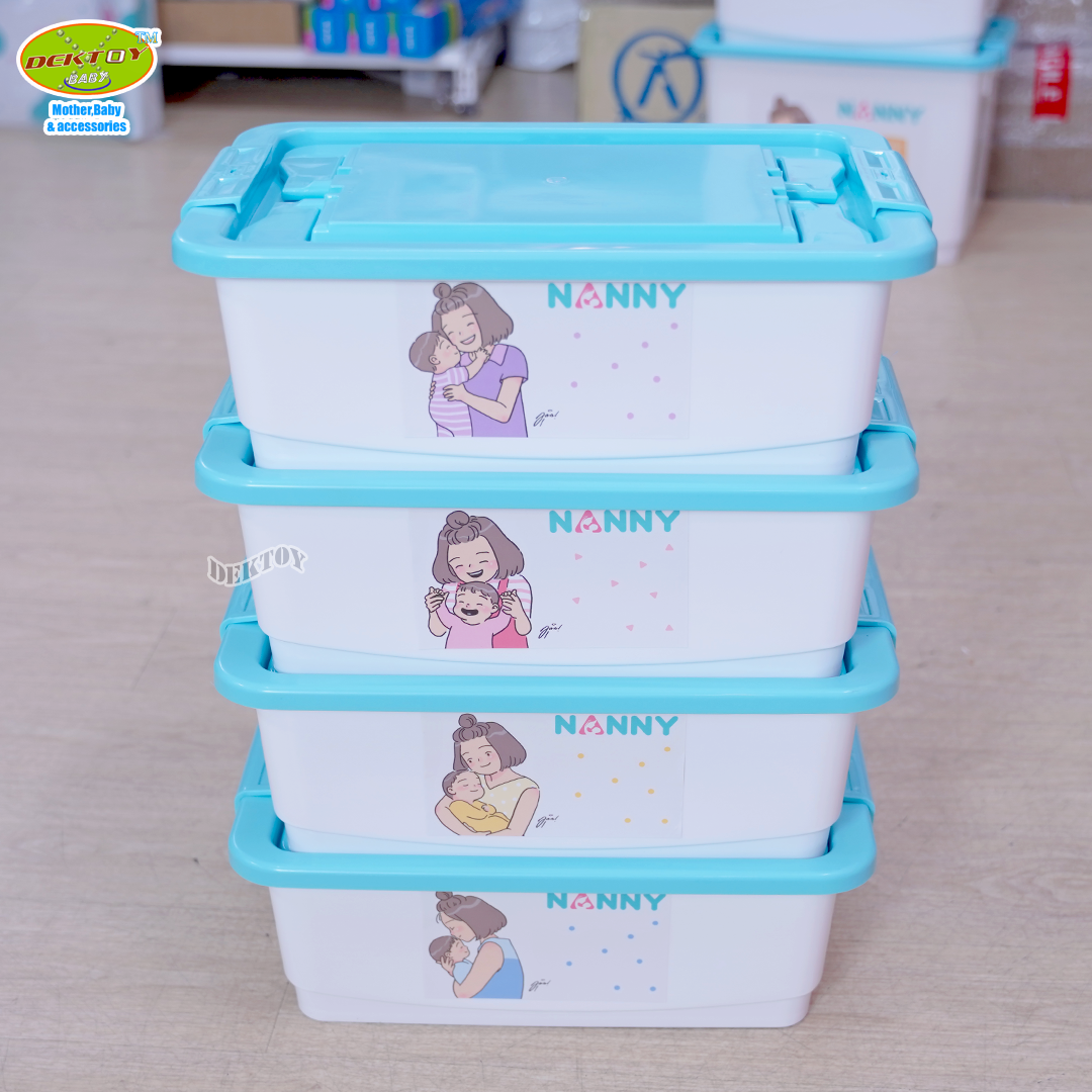 Nanny แนนนี่ กล่องเก็บของเอนกประสงค์ ใบกลาง มีหูหิ้ว ขนาด 9.5 ลิตร ลาย Munin (มุนิน) 244MU