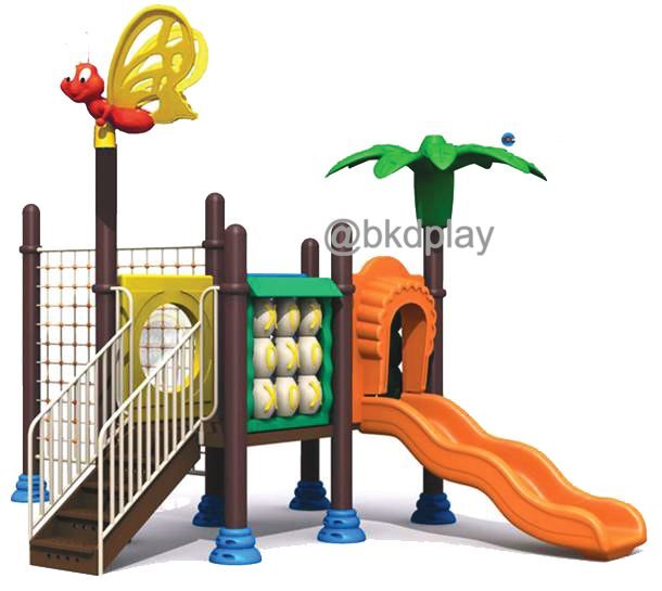 เครื่องเล่นสนามกลางแจ้ง ชุดเครื่องเล่นเด็ก BA-27 มี 1 รางสไลเดอร์ และปีนป่าย 1 ชุด,ผีเสื้อนักผจญภัย,ครุภัณฑ์สนามเด็กเล่น,งบสพฐ,outdoor Playground,ผลิตในไทย