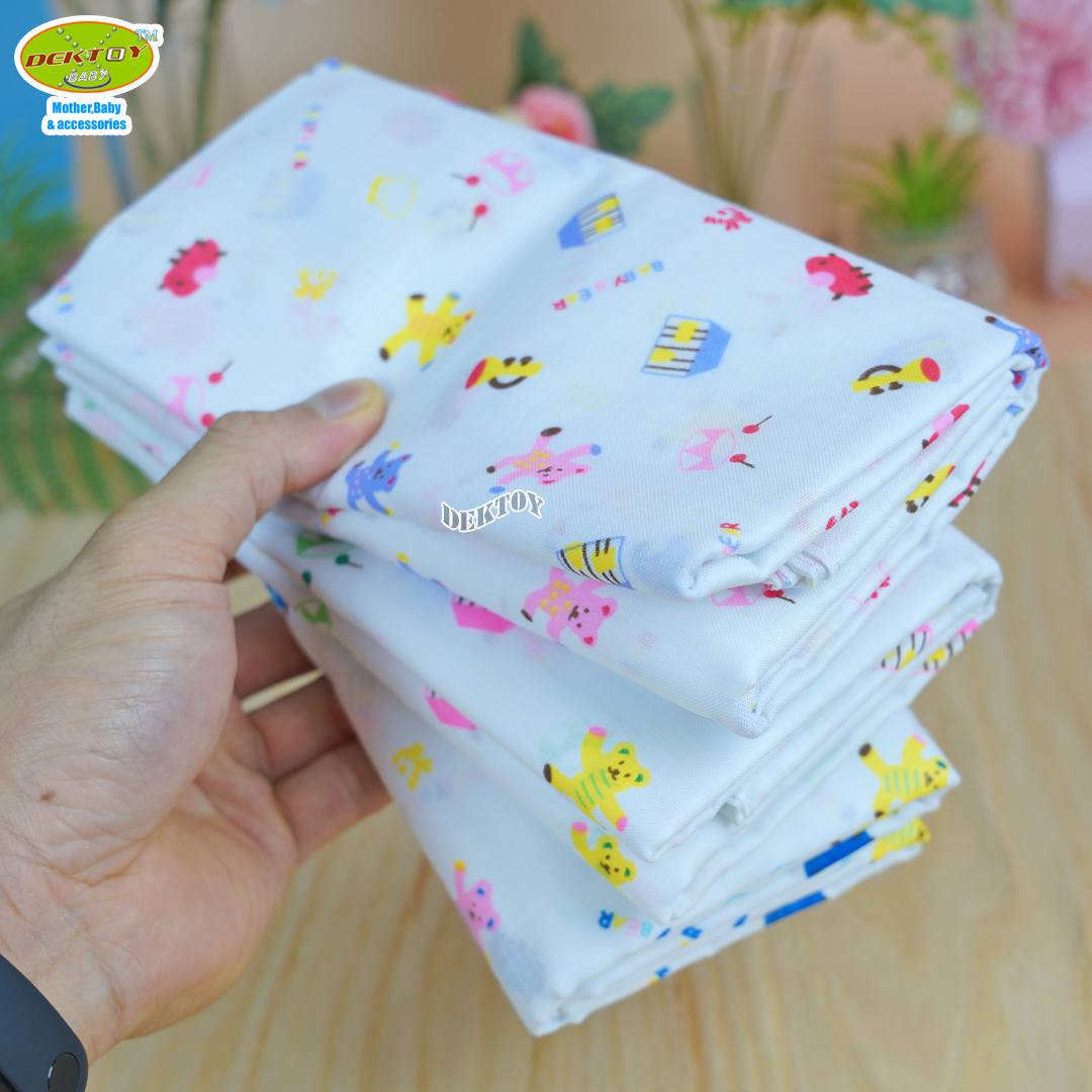 Gold Baby ผ้าอ้อมสาลู 2 ชั้นเกรดA ลายหมีดนตรี Baby Bear 12 ผืน