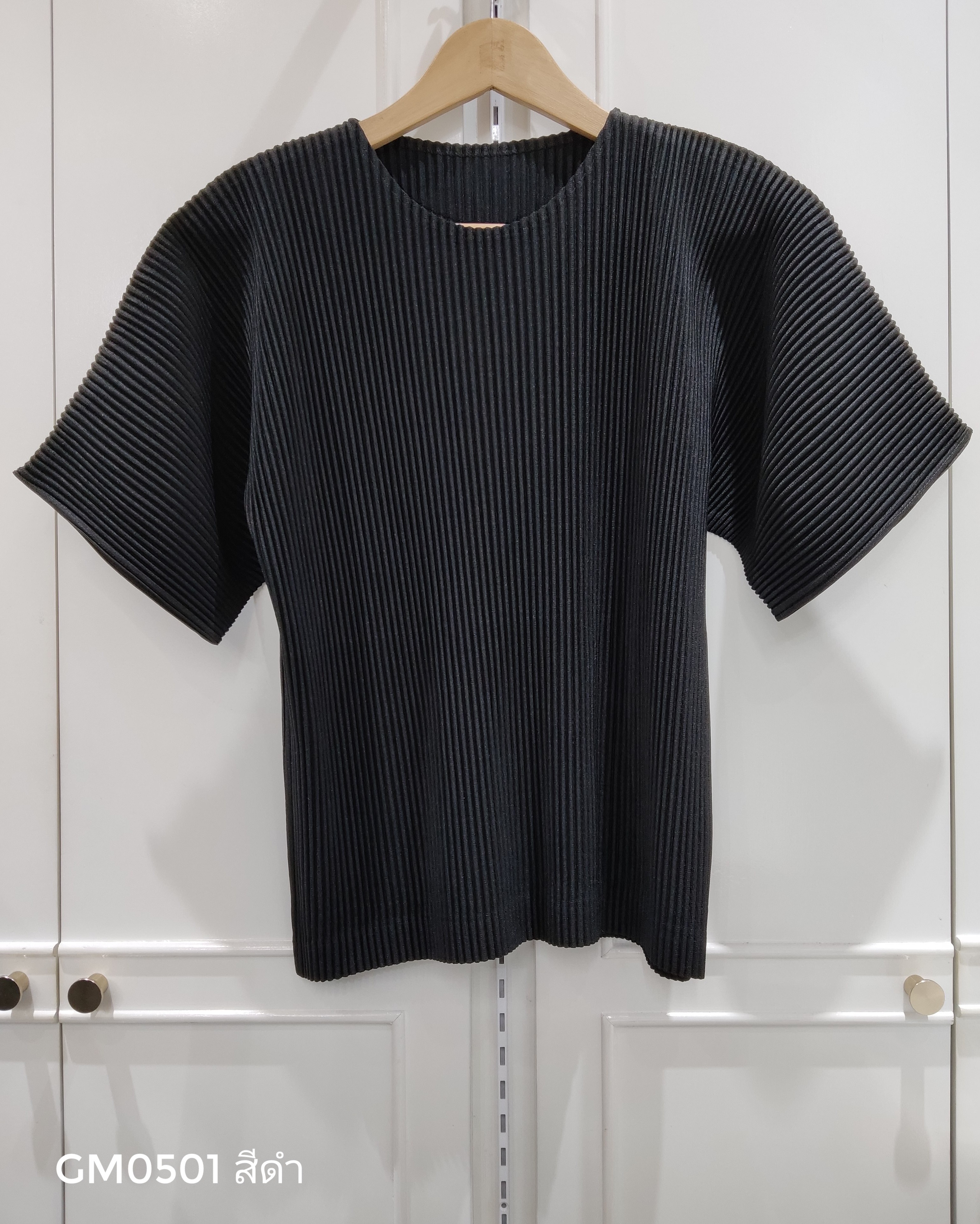 อกถึง42 ยาว22นิ้ว 2MUAY รุ่น GM0501 เสื้ออัดพลีท THICK SHORT SLEEVE PLEATED TOP 24 สี FREE SIZE