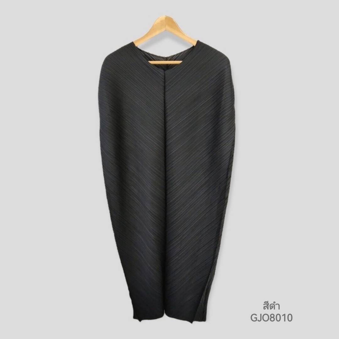 2MUAY รุ่น GJO8010 V NECK PLEAT DRESS เดรสผู้หญิง เดรสพลีทคุณภาพ 6สี FREE SIZE