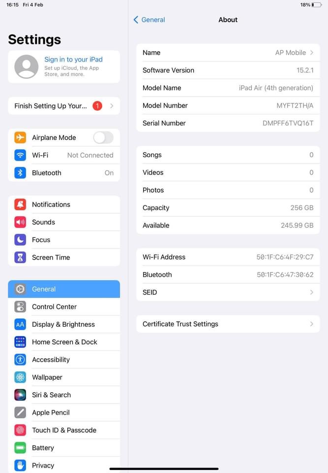 ขาย iPad Air 4 WiFi 256GB มือ 2 เครื่องศูนย์ไทย ราคาถูก