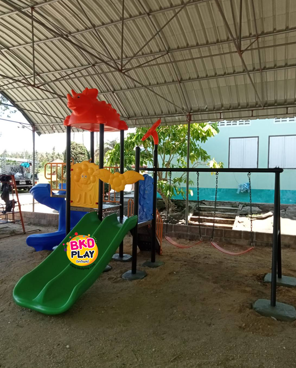 เครื่องเล่นสนามกลางแจ้ง ชุด ไดโนเสาร์เพื่อนรัก , กระดานลื่น, ของเล่น,ครุภัณฑ์สนามเด็กเล่น, สพฐ,โครงการโรงเรียนประชารัฐ playground,สไลเดอร์,ของเล่นเสริมพัฒนาการ,เครื่องเล่นสนาม, สนามเด็กเล่น ทำงบประมาณ70,000 บาท