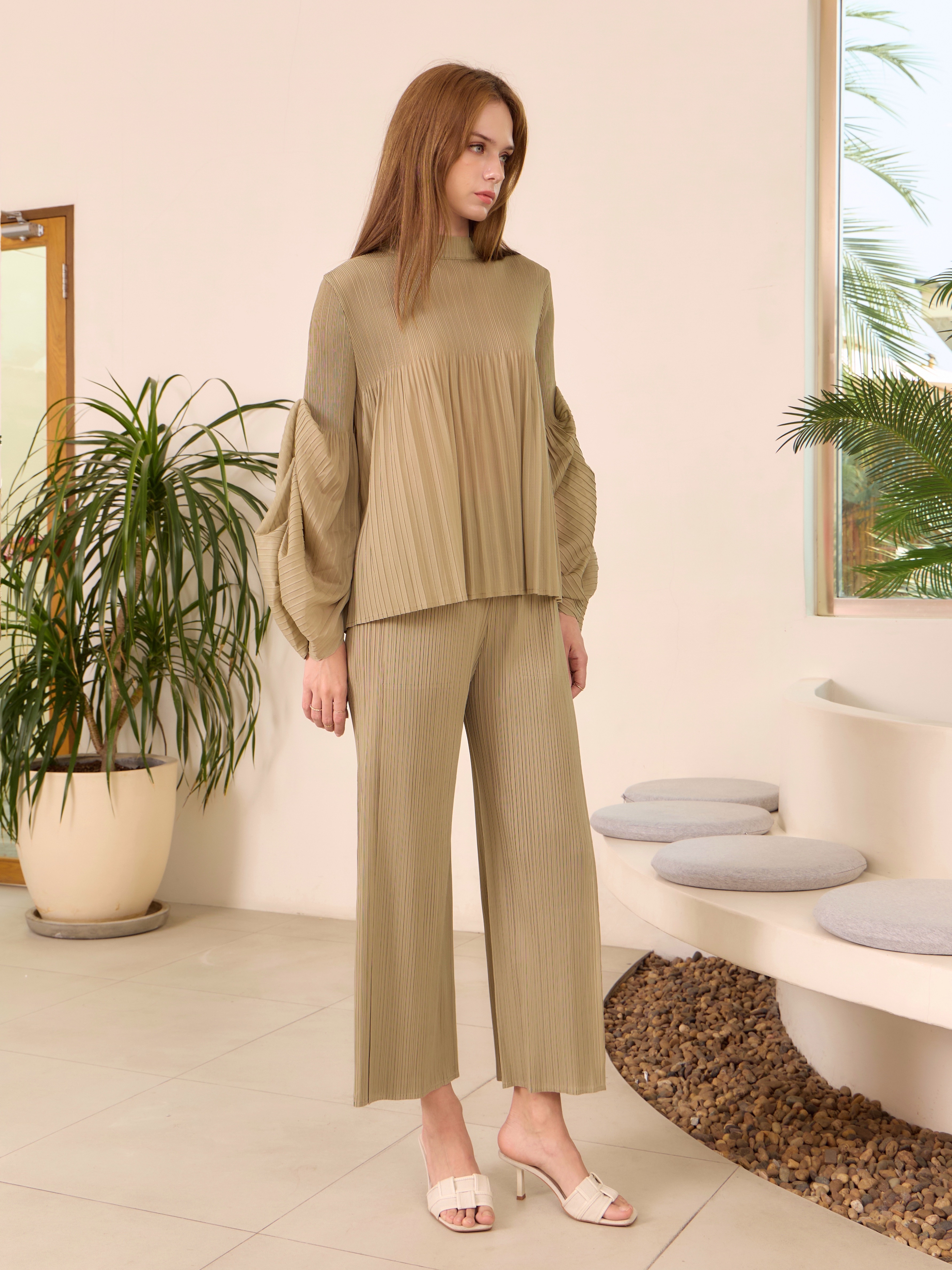 2MUAY รุ่น GJO7260-9 / GJO7271-9 เซ็ทพลีทคุณภาพ VOLUME SLEEVE PLEATED SET 7 สี FREE SIZE