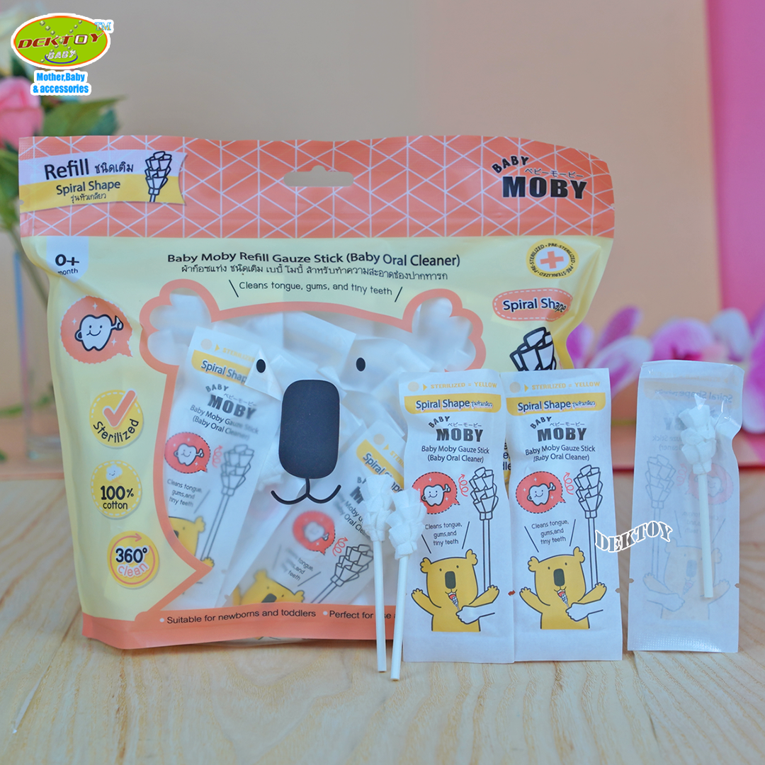 Baby moby ผ้าก๊อซ ชนิดแท่ง เบบี้ โมบี้ รุ่นเกลียว (ชนิดเติม) 80 ชิ้น