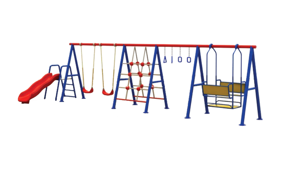 ชุดรวมเครื่องเล่นชิงช้า ปีนป่าย บาร์โหน เครื่องเล่นสนามเหล็ก ,ชิงช้า,สไลเดอร์, เครื่องเล่นสนามกลางแจ้ง ของเล่นเด็ก,เครื่องเล่นโรงเรียน,งานสั่งผลิต 10-20 วัน ขนาด 150 x 780 x 200 ซม.