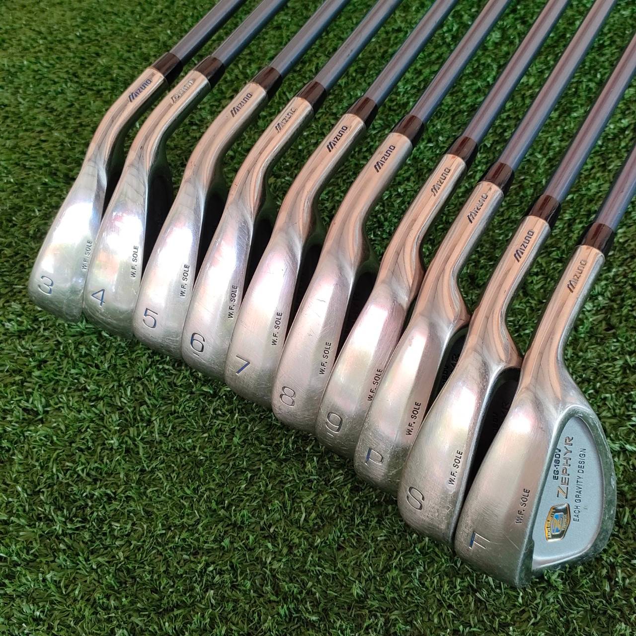 ชุดเหล็ก MIZUNO ZEPHYR EG-180V มีเหล็ก 3-9 เเละ PW SW FW ก้าน TECHNO FLEX 2640 FLEX R **ชุดใหญ่ 10 ชิ้น** เป็นตัวพรีเมี่ยมสูงสุด!! ออกแบบให้ก้านเบา ตีง่ายมาก ช่วยให้ตีได้ระยะมากกว่าเหล็กทั่วไป!! ไม้กอล์ฟมือสอง ของแท้ BY NakaraLuxurious