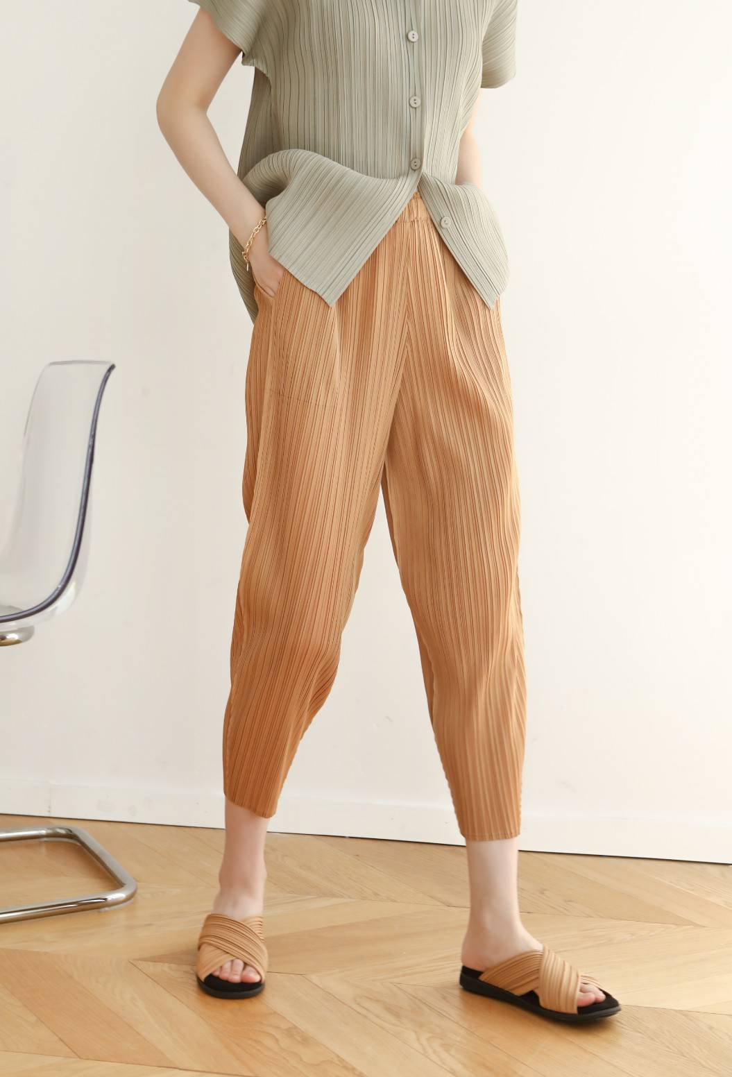 ยาว 34นิ้ว!! 2MUAY รุ่น GJO2188 กางเกงผู้หญิง กางเกงอัดพลีทคุณภาพ 12สี FREE SIZE CASUAL FIT PLEATES PANTS