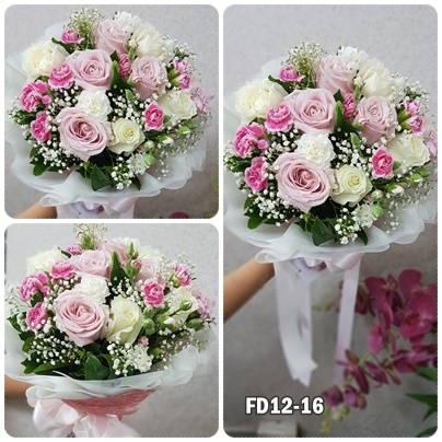 FD12-16 : ช่อกุหลาบขาว-ชมพู
