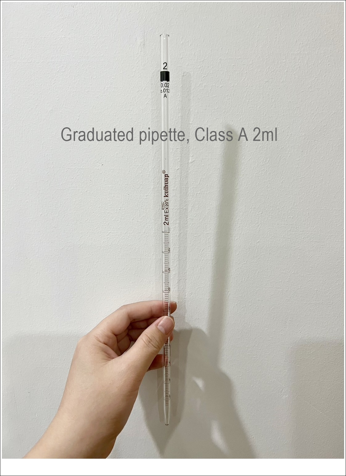 ปิเปตเเก้วเเบบตรง (Graduated pipette) 2ml C/A, Kuihuap LAB