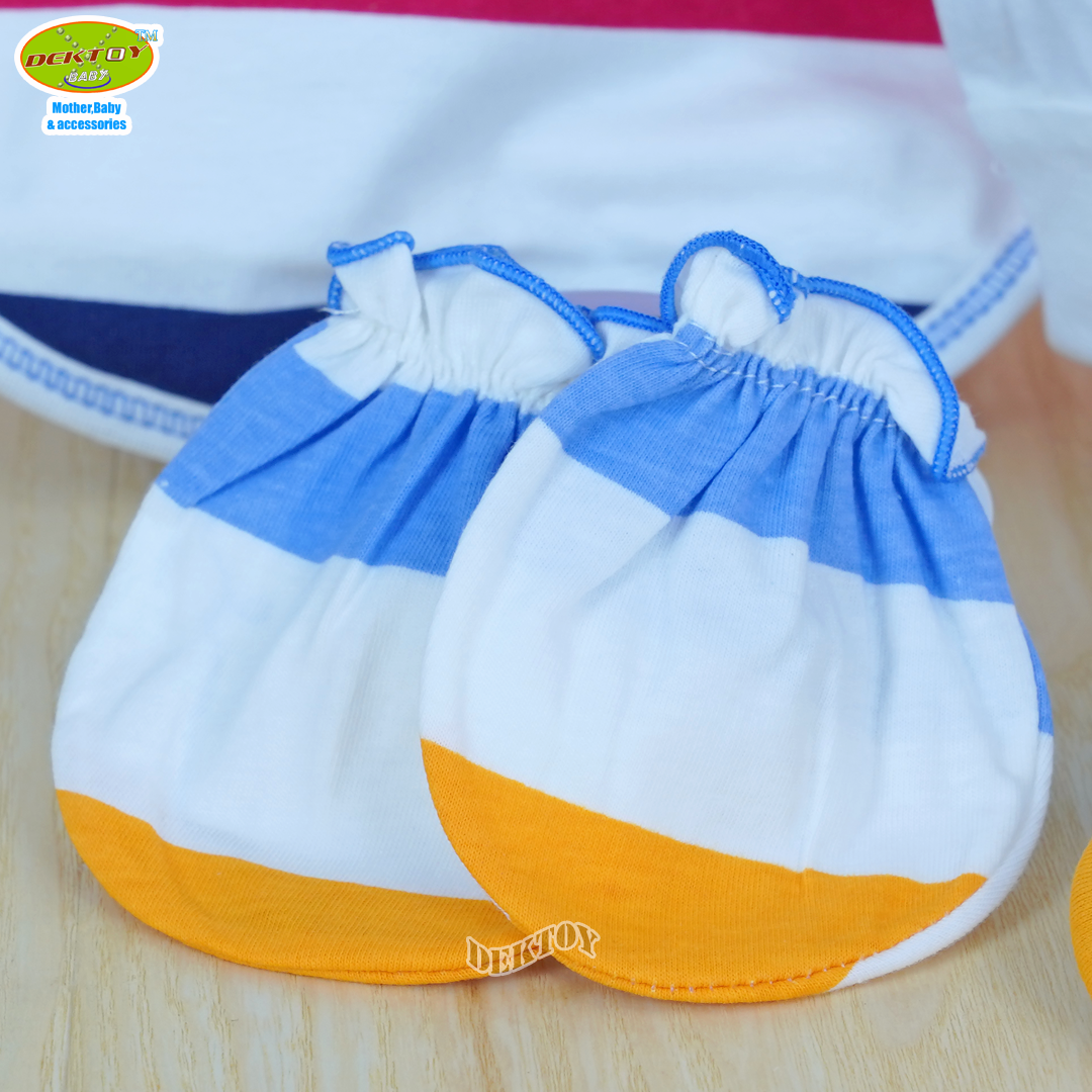 Papa ปาป้าเซ็ท4ชิ้น ถุงมือ+ถุงเท้า+หมวก+ผ้ากันเปื้อน เด็กแรกเกิด โทนเด็กชาย