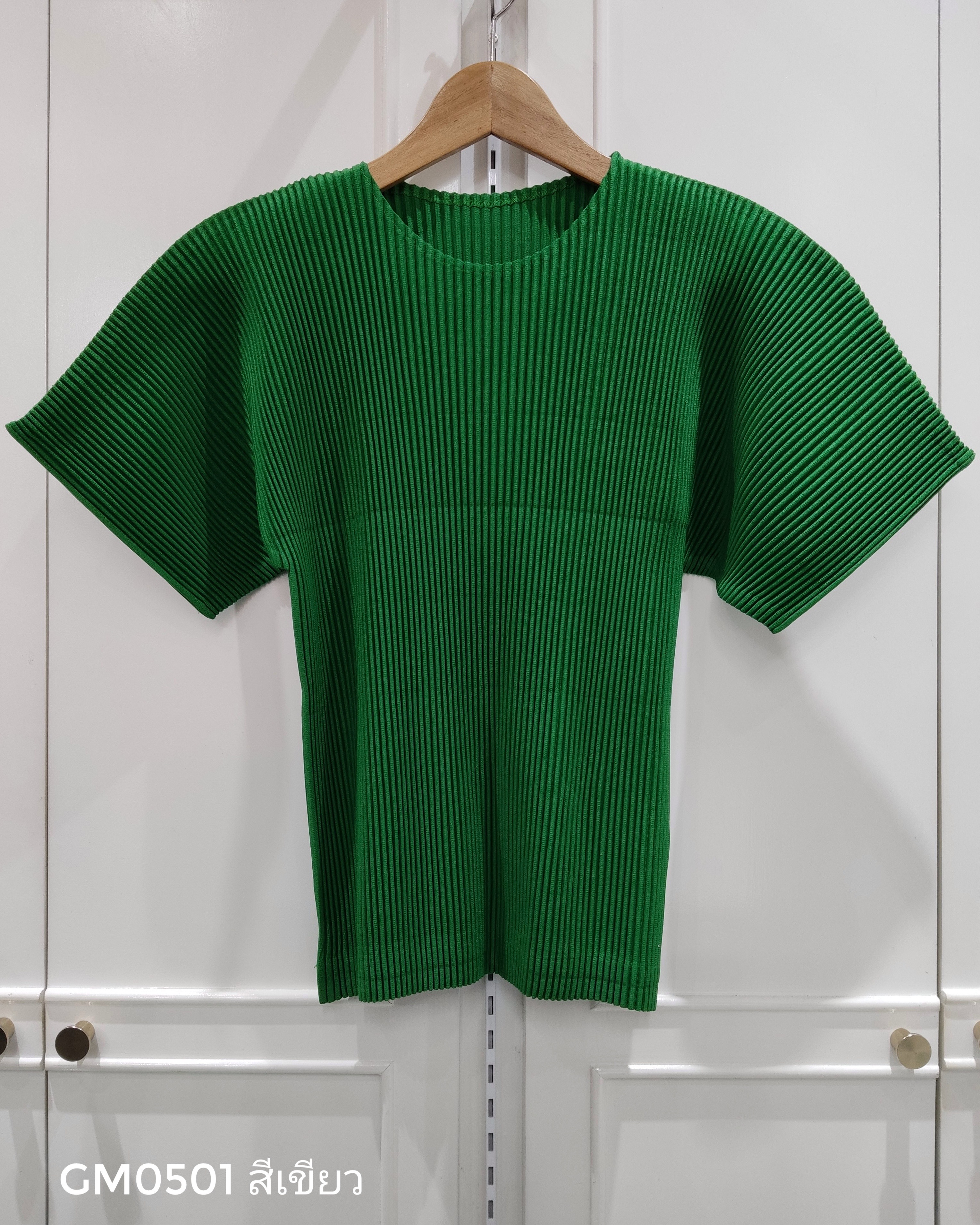 อกถึง42 ยาว22นิ้ว 2MUAY รุ่น GM0501 เสื้ออัดพลีท THICK SHORT SLEEVE PLEATED TOP 24 สี FREE SIZE
