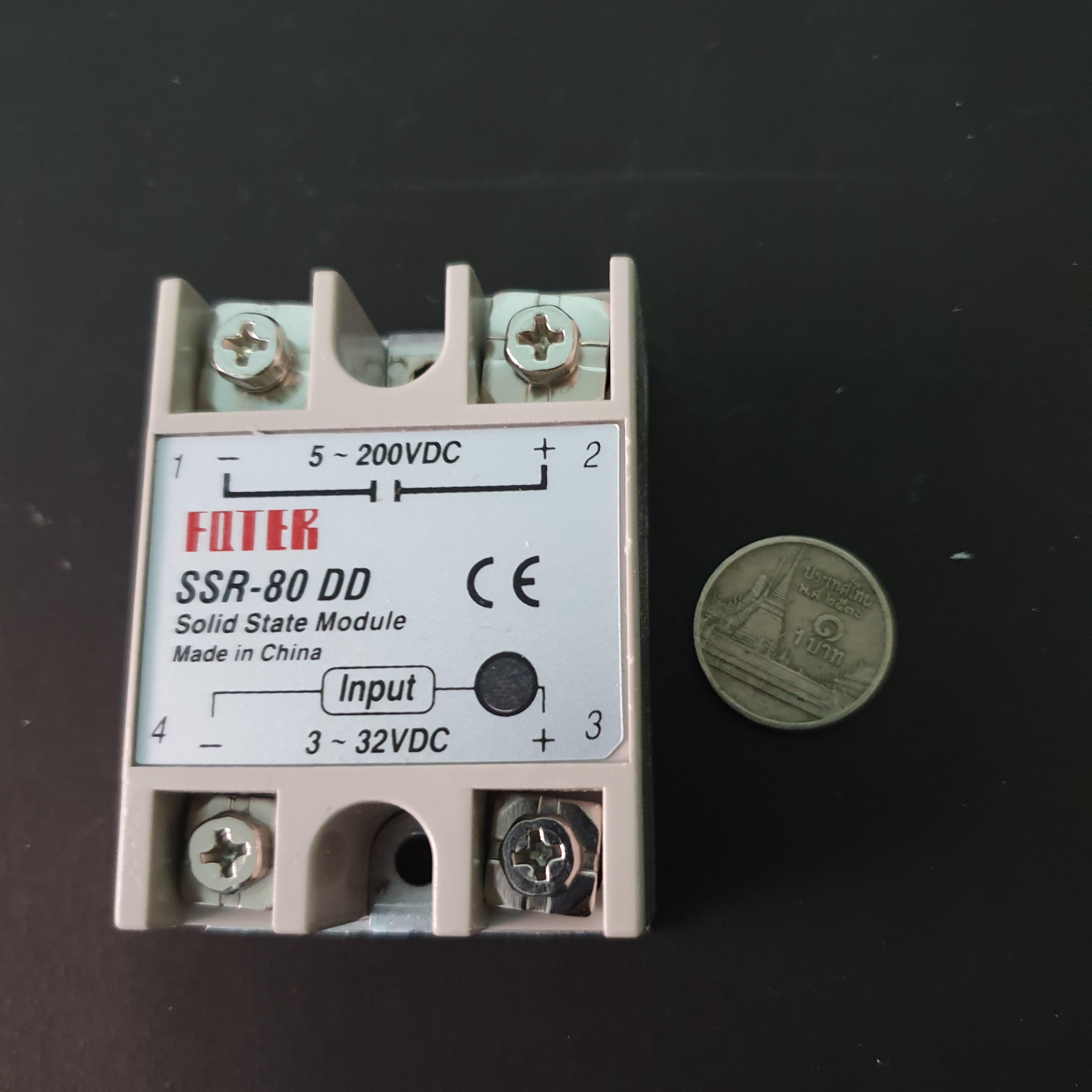 โมดูลตัดต่อวงจร โซลิดสเตตรีเลย์ 80A (DC-DC) Solid-state Relay SSR-80DD